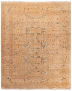 Contemporary Floral Medallion Warm Tan Rug "Sunseed" by Doris Leslie Blau
