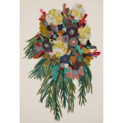 Pannello contemporaneo floreale a tecnica mista di Elodie Blanchard
