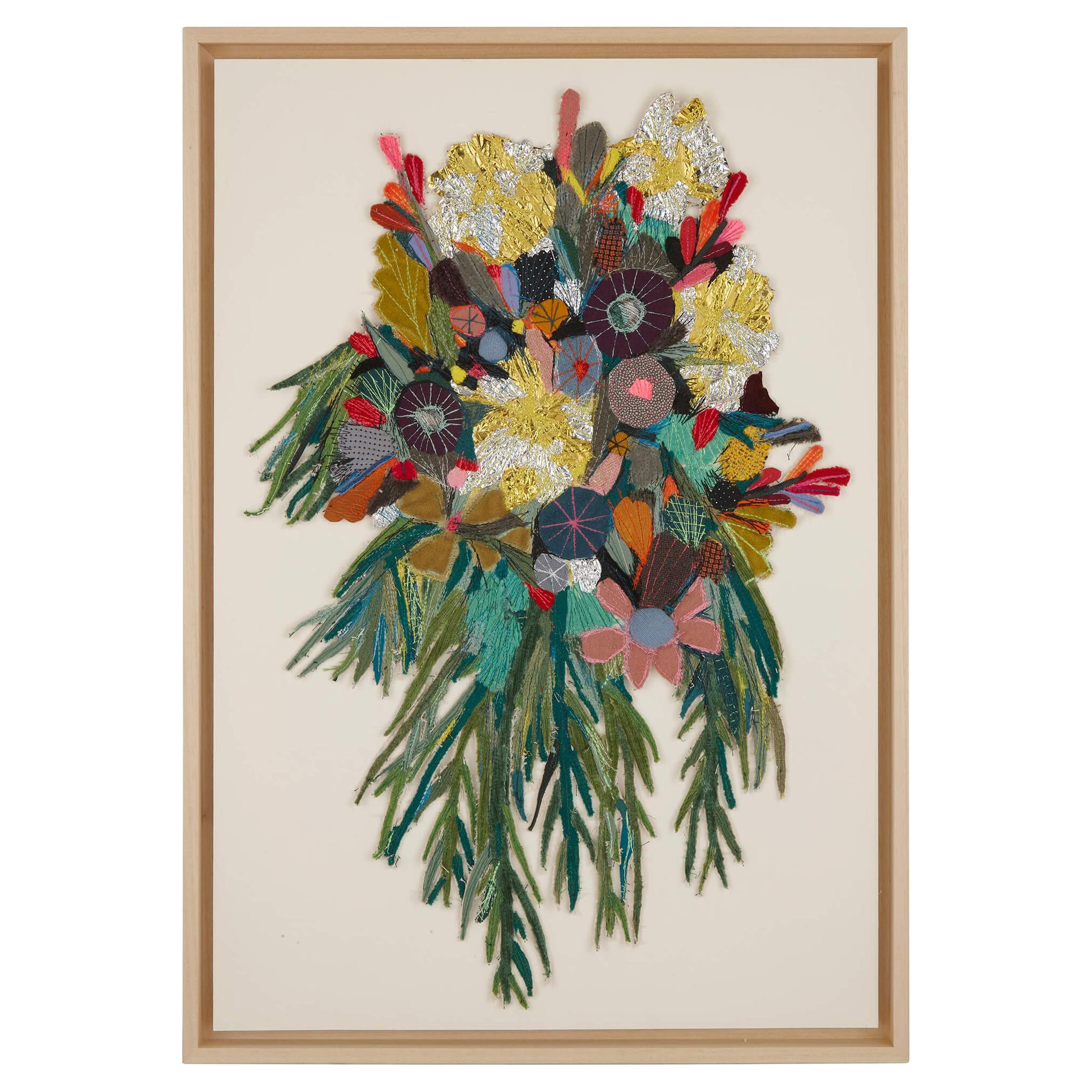 Contemporary Floral Mixed-Media Panel von Elodie Blanchard