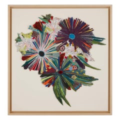 Panel textil reciclado floral contemporáneo de Elodie Blanchard