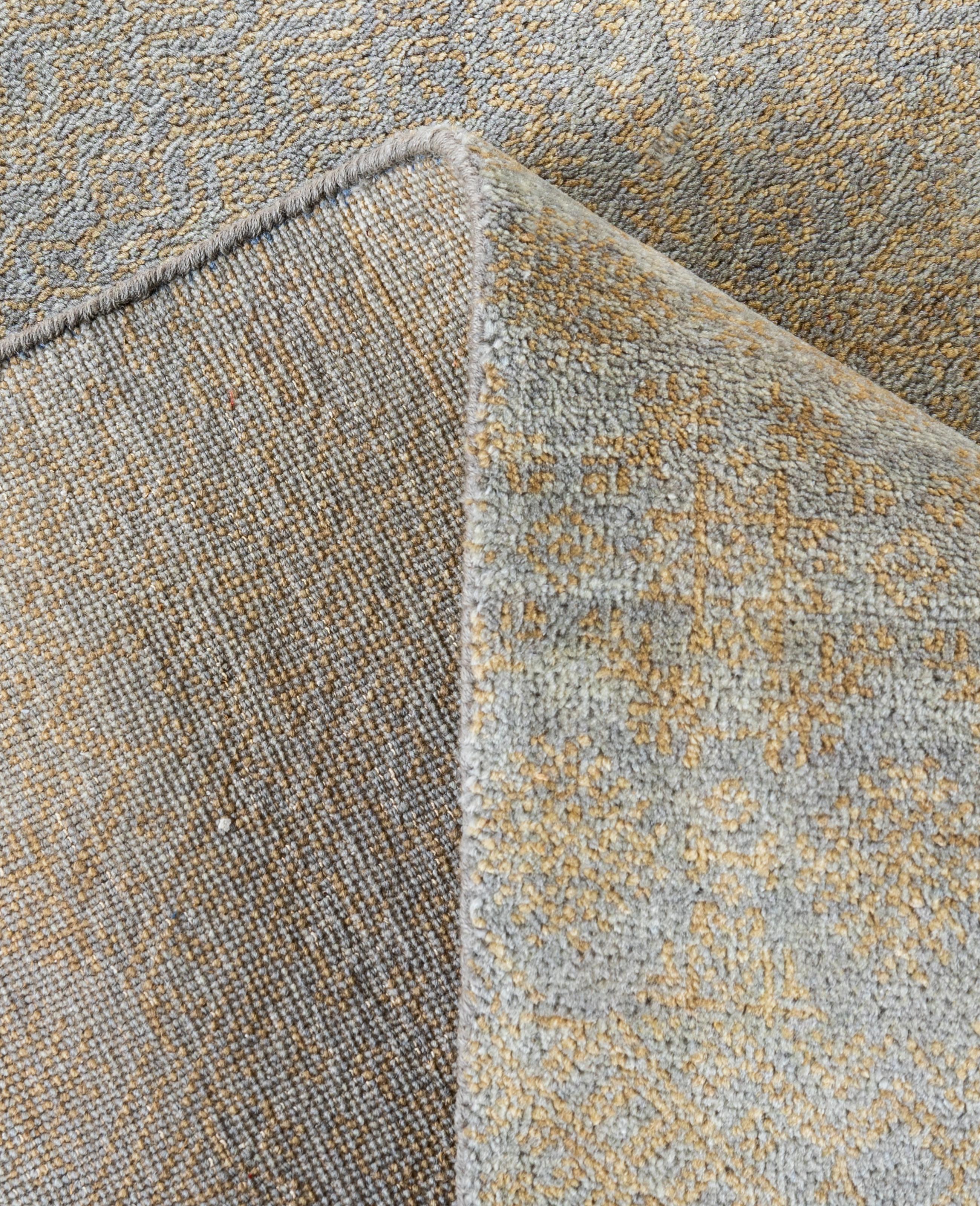 XXI secolo e contemporaneo Contemporary Floral Silk Hand Knots Rugs Area Rugged Yellow 9' 1