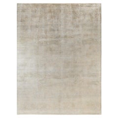 Contemporary Floral Silk Hand Knotted Yellow Area Rug 9' 1" x 12' 0"
