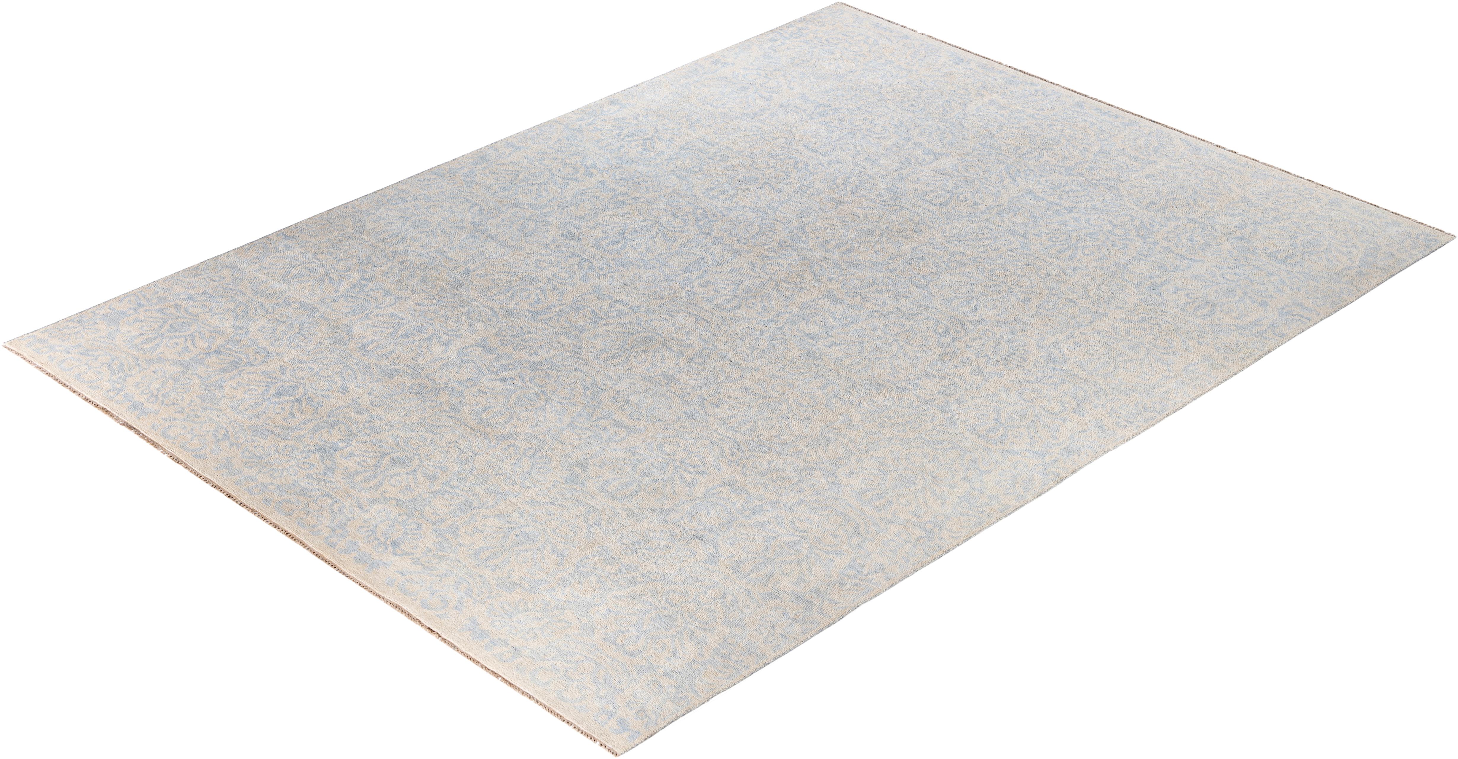 Contemporary Floral Wool Hand Knoted Beige Area Rug Rug 9' 1