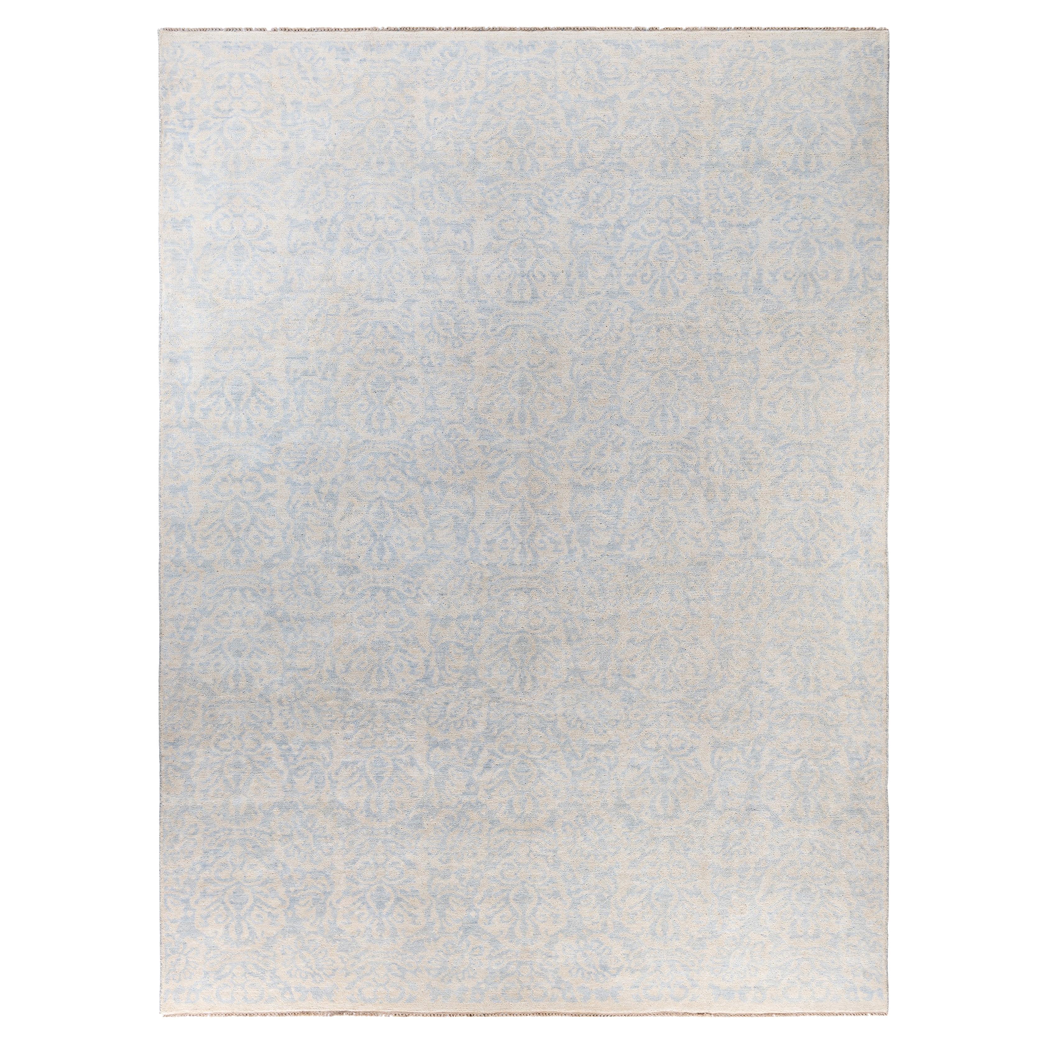 Contemporary Floral Wool Hand Knotsted Beige Area Rug 9' 1" x 12' 1"