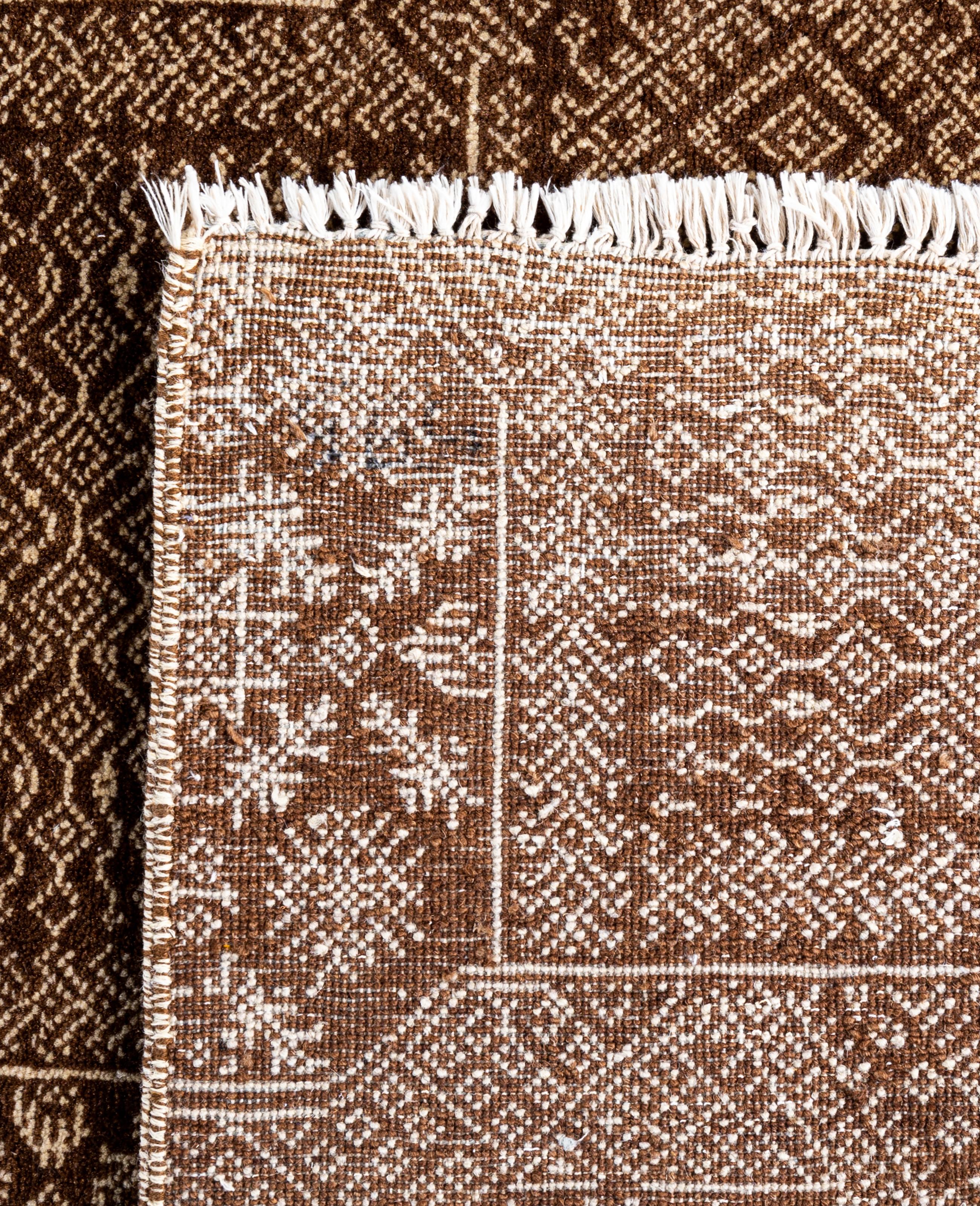 Contemporary Floral Wool Hand Knotted Brown Area Rug 8' 2