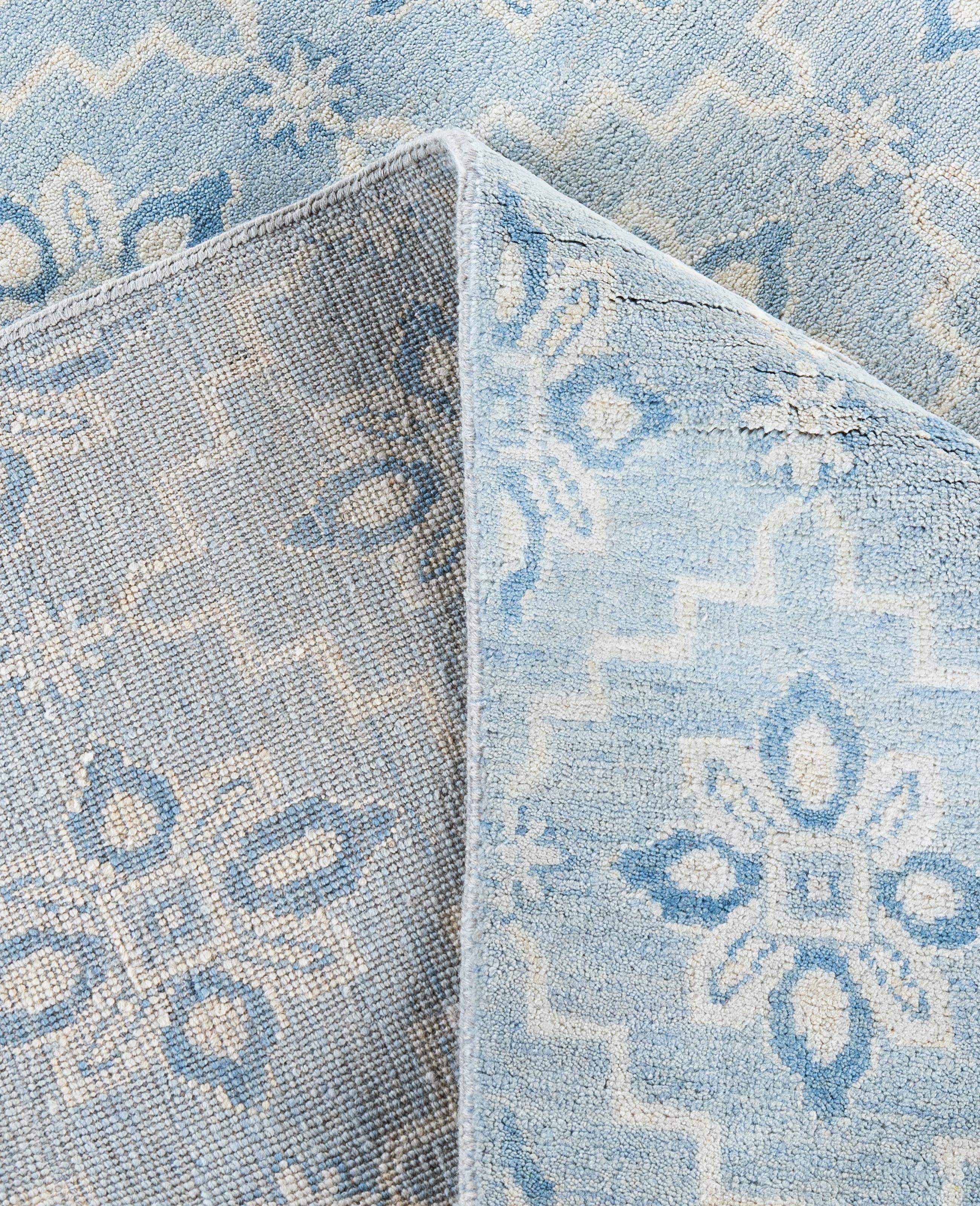 Contemporary Floral Wool Hand Knotted Gray Area Rug 7' 10