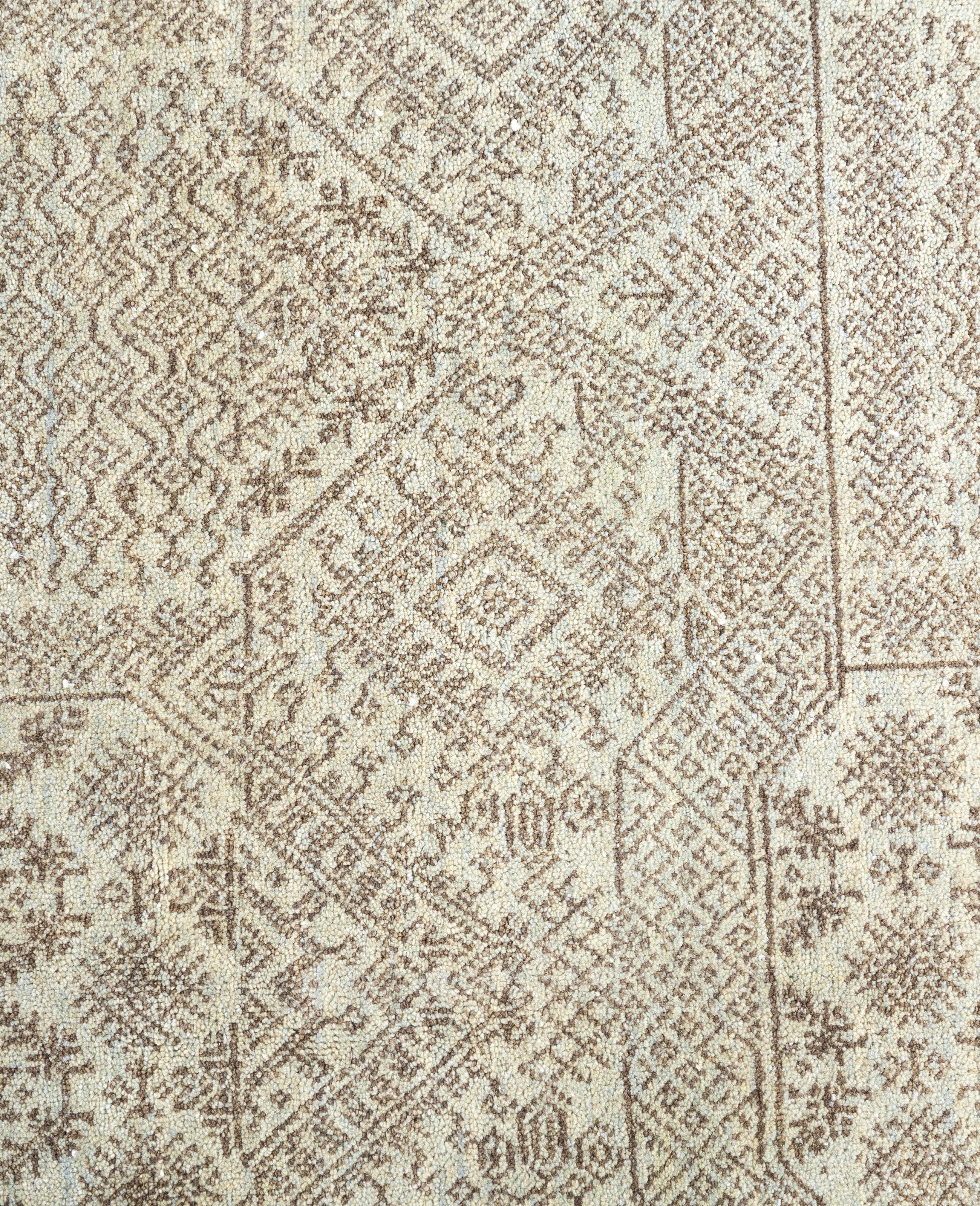 Alfombra Floral Contemporánea de Lana Anudada a Mano Gris 8' 1