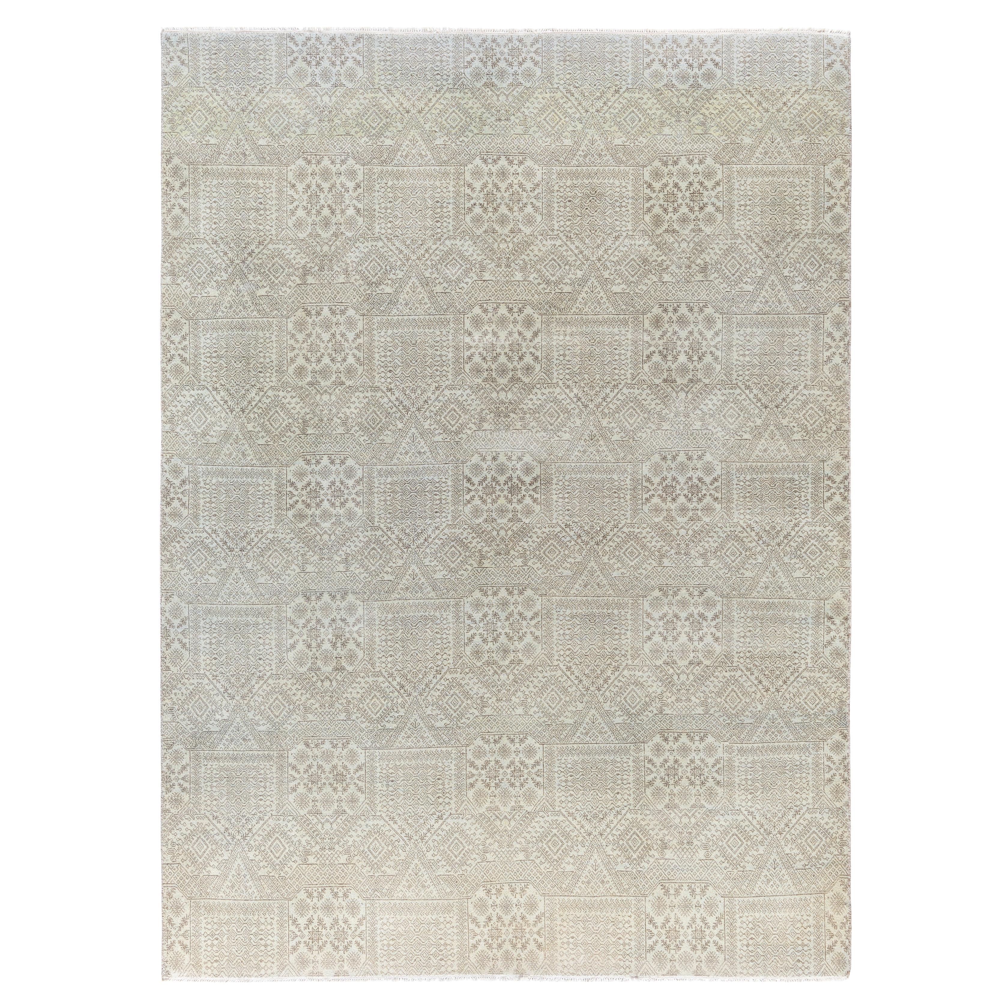 Contemporary Floral Wool Hand Knotted Gray Area Rug 8' 1" x 10' 10"