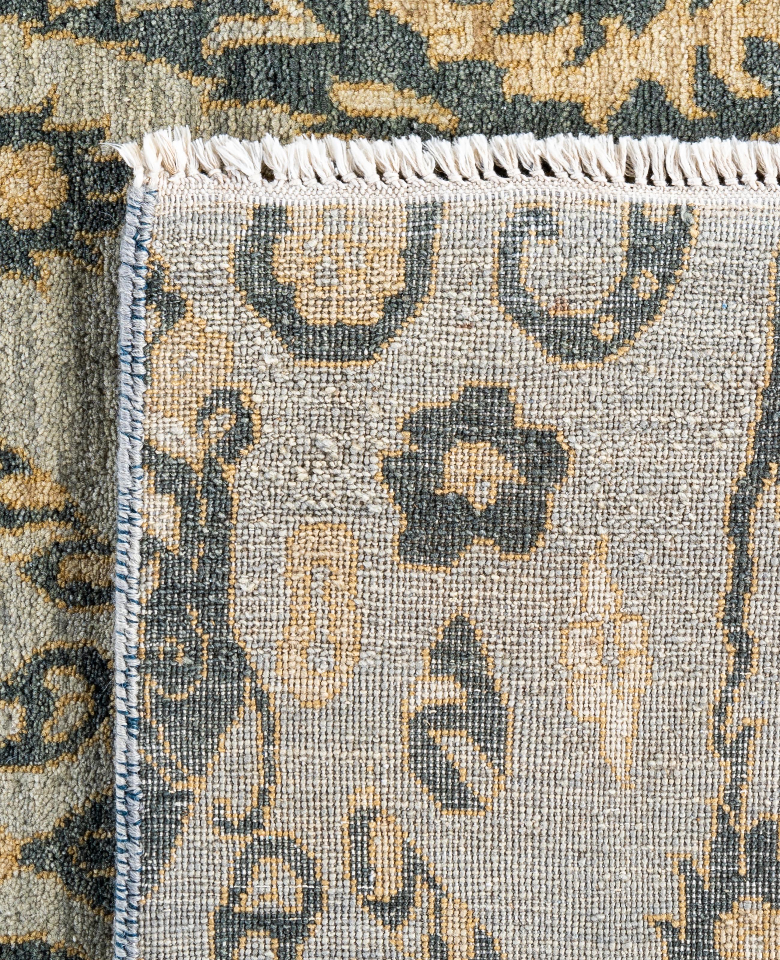 Contemporary Floral Wool Hand Knotted Gray Area Rug 8' 1