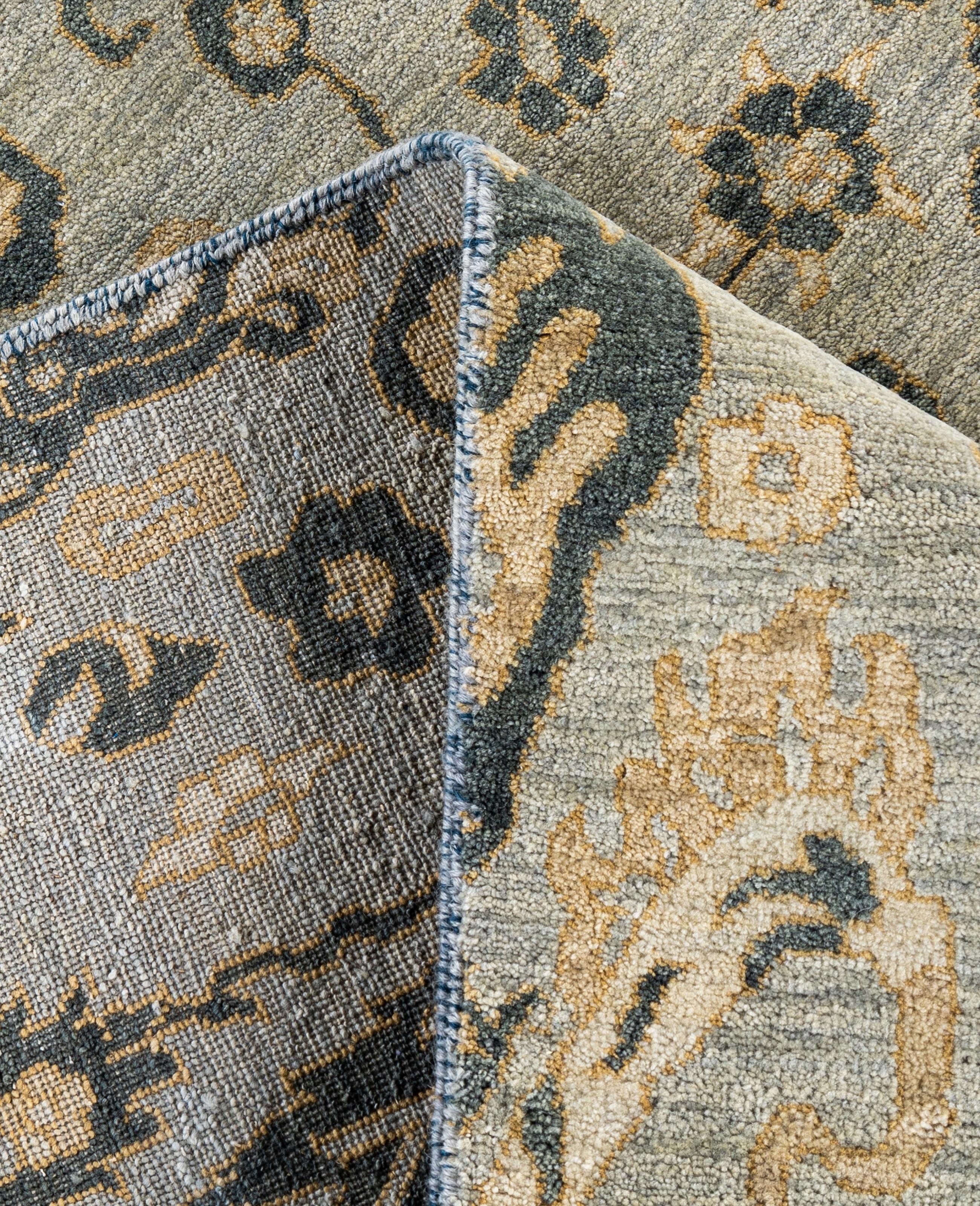 Contemporary Floral Wool Hand Knotted Gray Area Rug 8' 1