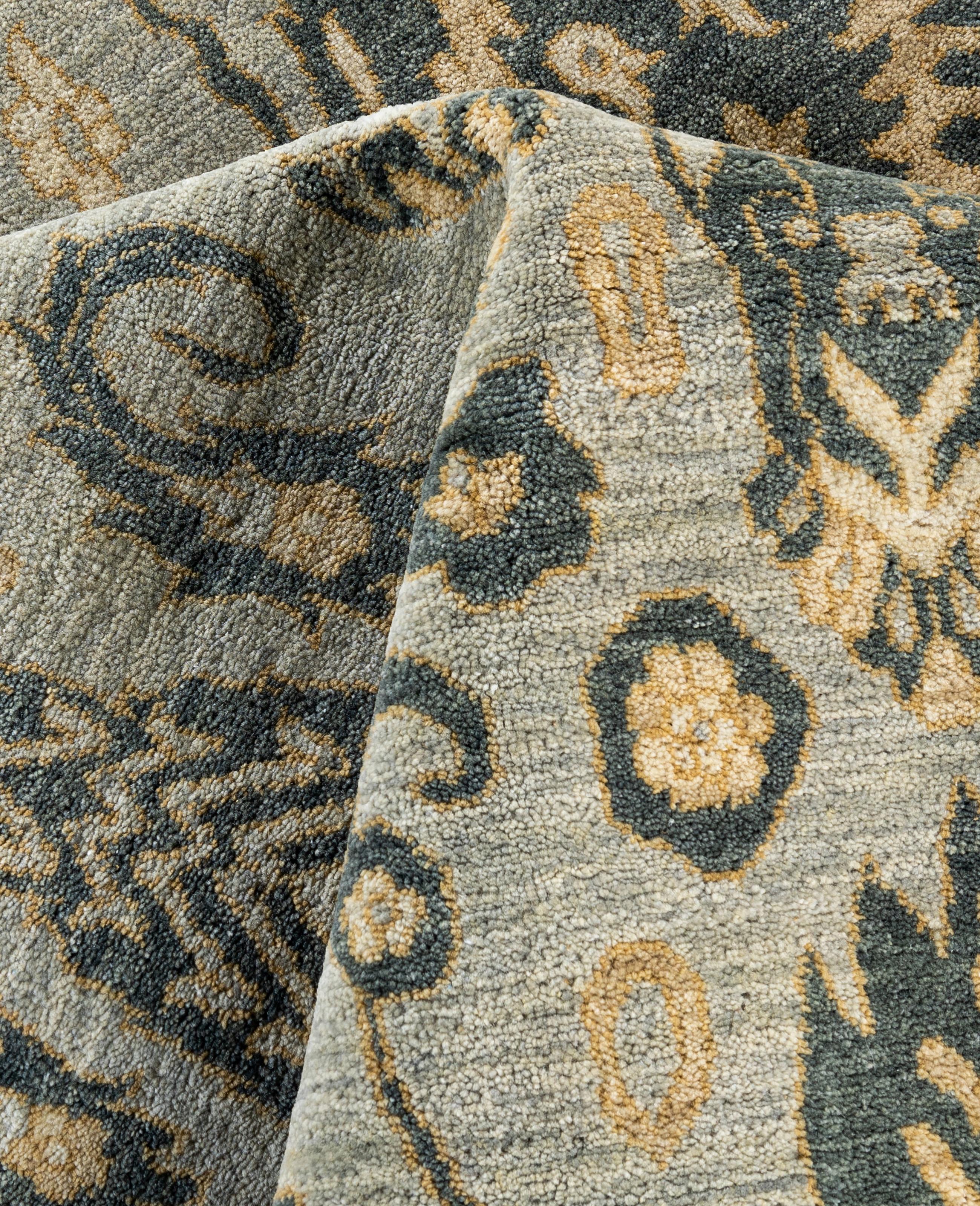 Contemporary Floral Wool Hand Knotted Gray Area Rug 8' 1
