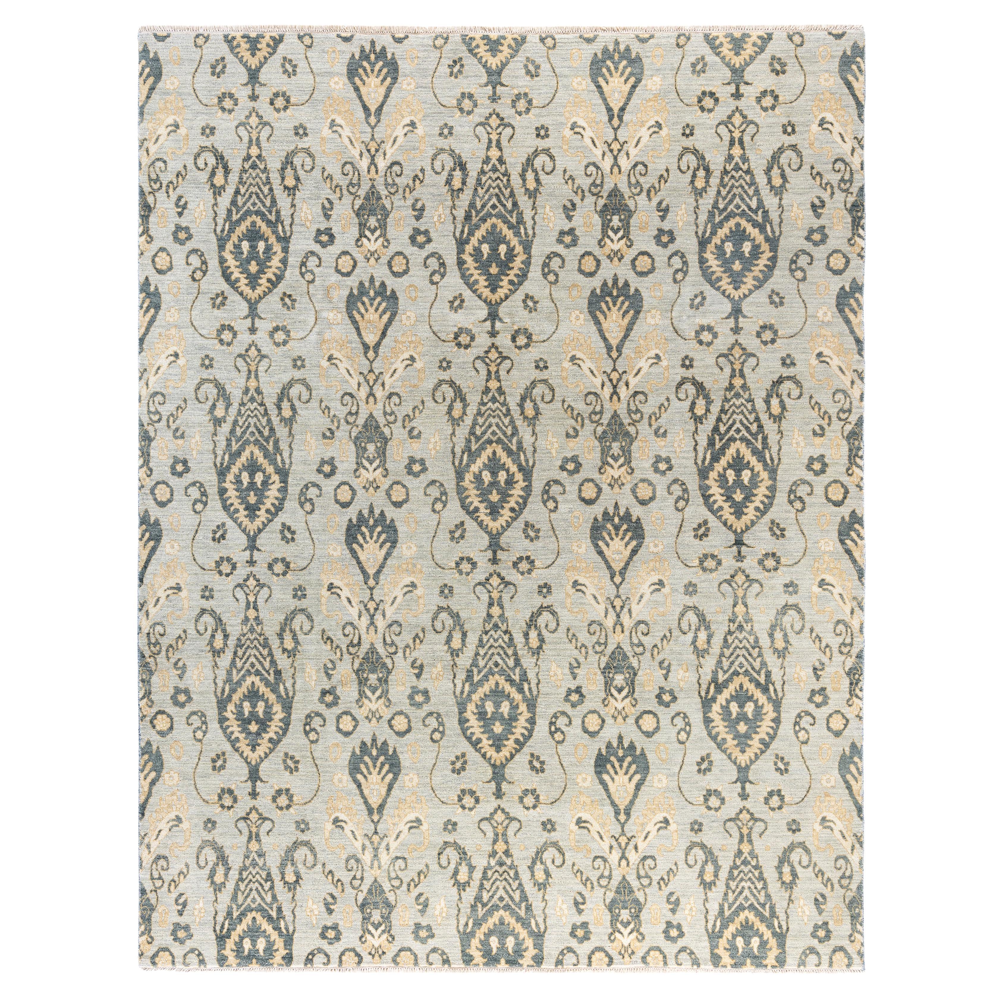 Contemporary Floral Wool Hand Knotted Gray Area Rug 8' 1" x 10' 3"