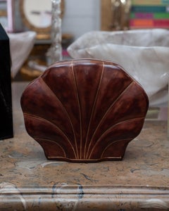 Contemporary Florentine Large Burgundy Leather Shell Box