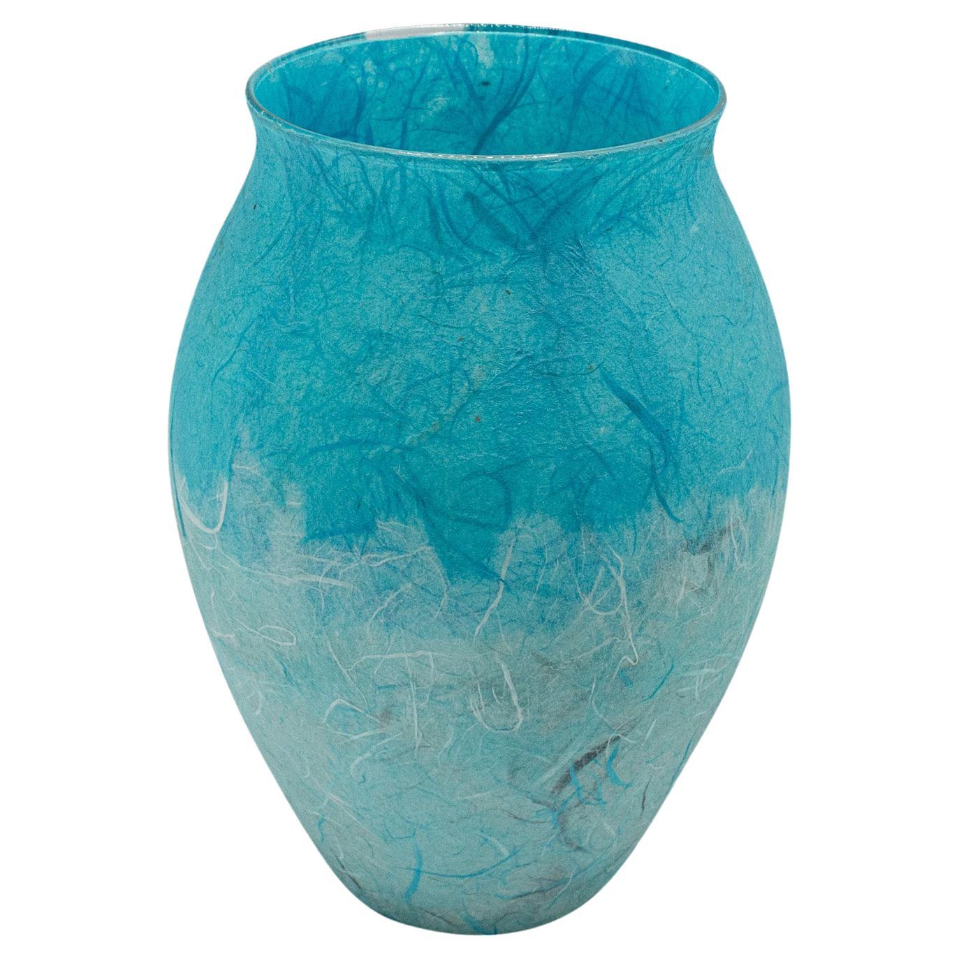 Contemporary Flower Bouquet Vase, English, Art Glass, Straw Silk, Baluster Urn