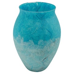 Contemporary Flower Bouquet Vase, English, Art Glass, Straw Silk, Baluster Urn
