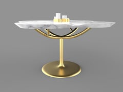 Contemporary “Flower Power’” Table in Hand Sculpted Carrara Marble