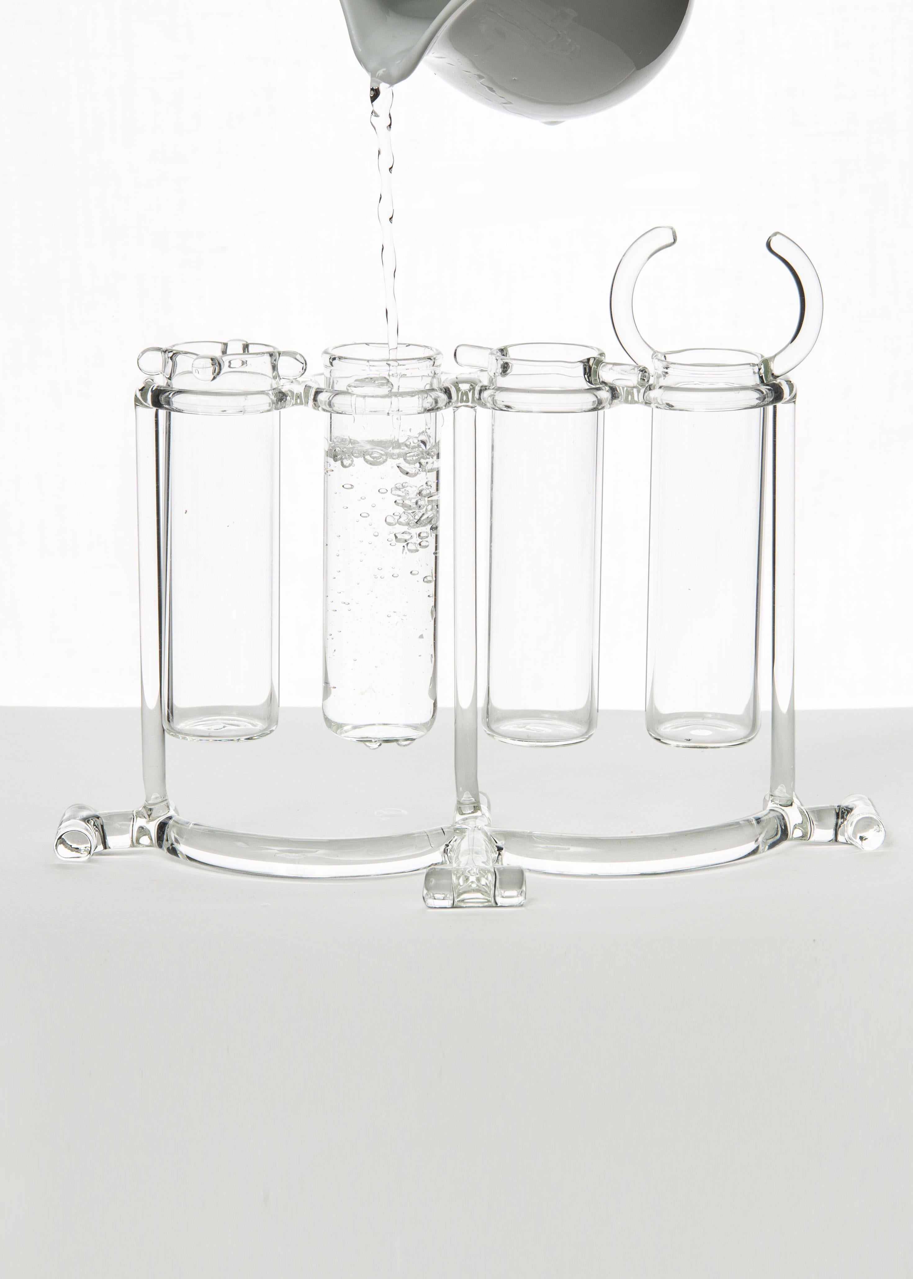 Italian Contemporary Flower Vases or Spice Rack Tableware Kitchen Set Glass Handmade For Sale