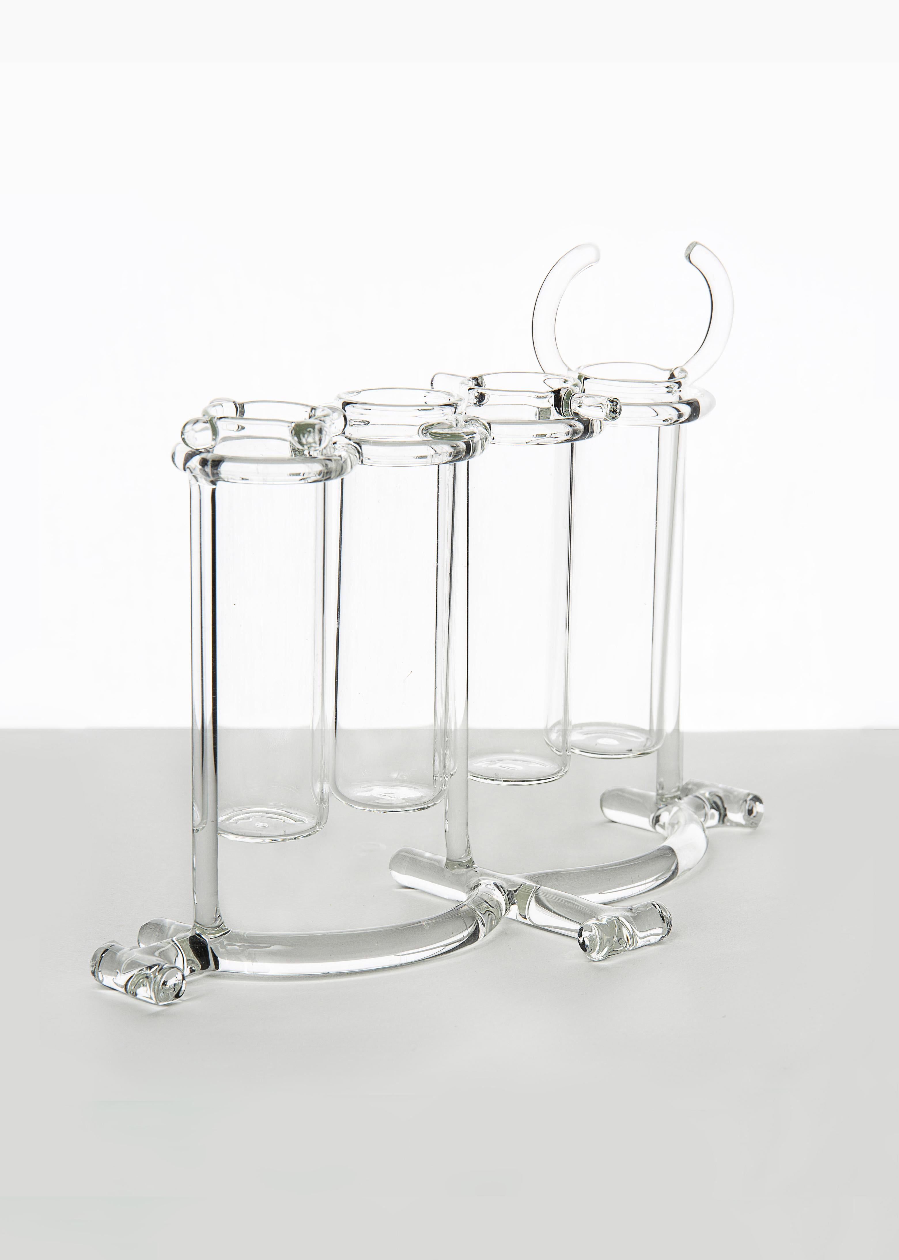 Contemporary Flower Vases or Spice Rack Tableware Kitchen Set Glass Handmade In New Condition For Sale In Milano, IT