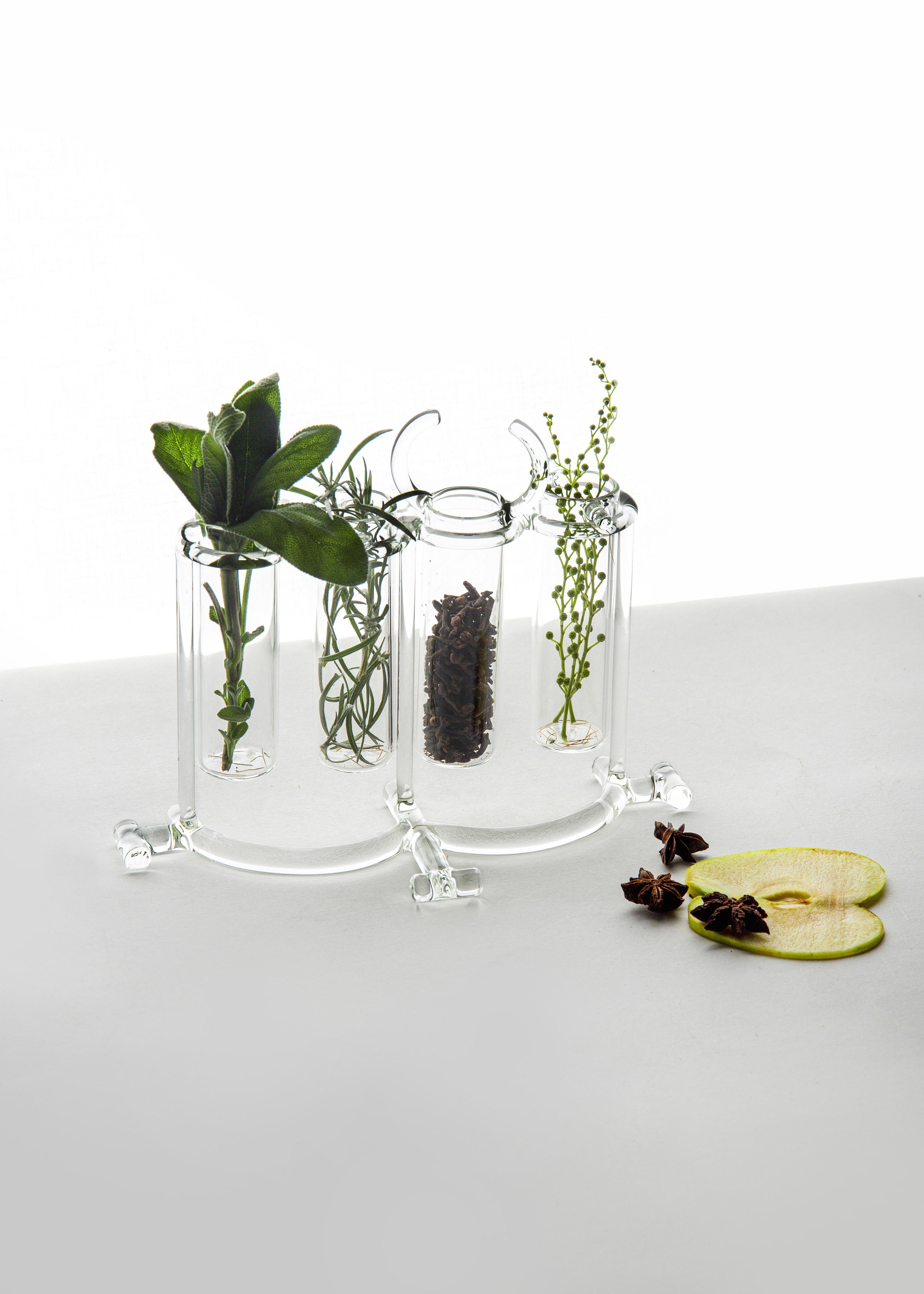 Contemporary Flower Vases or Spice Rack Tableware Kitchen Set Glass Handmade For Sale 1