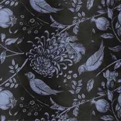 Contemporary Flowers and Birds Silk Panel