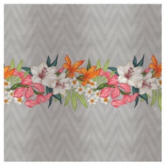 Contemporary Flowers and Chevron Silk Panel