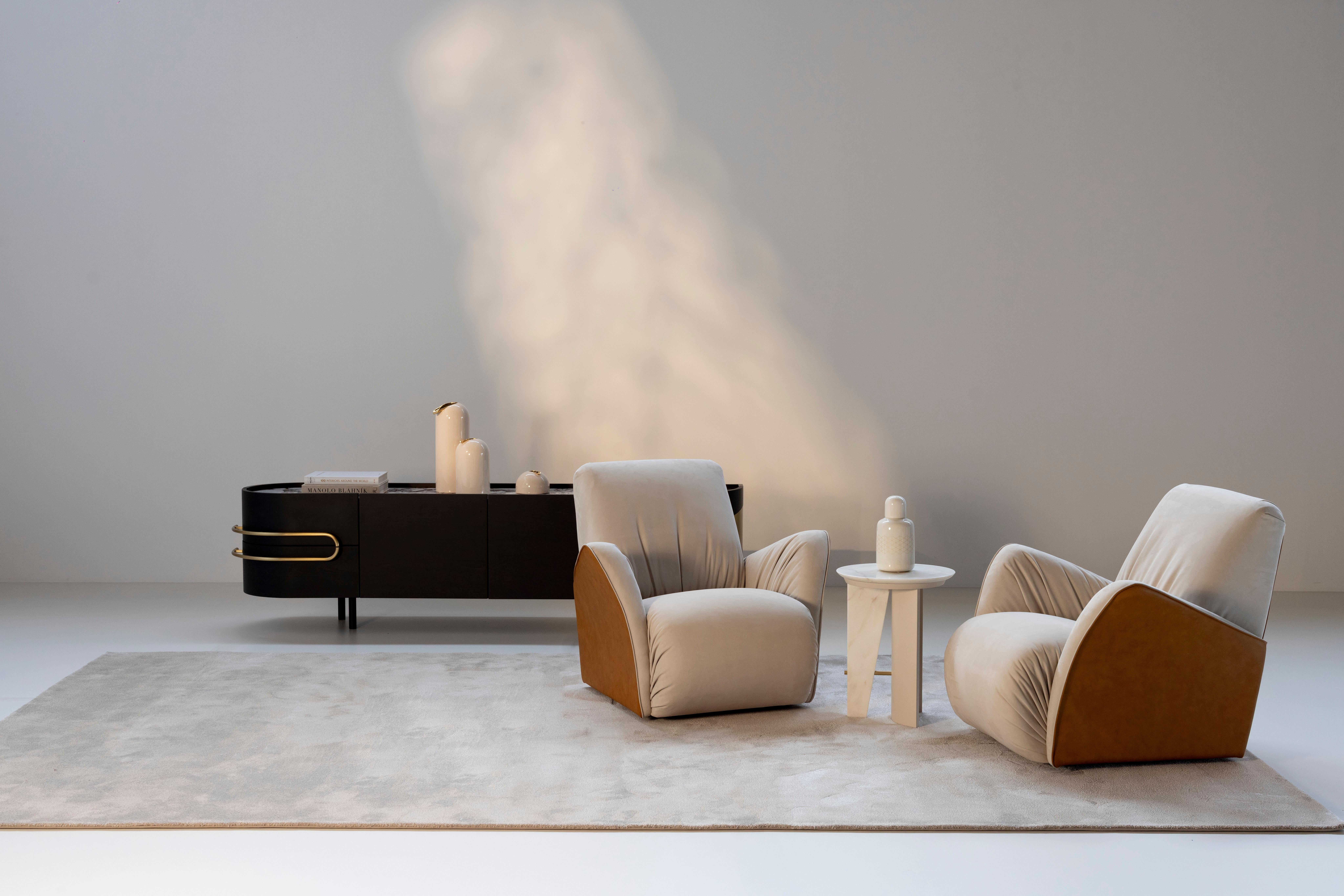 Table d'appoint Contemporary Foice, Calacatta Marble, Handmade Portugal by Greenapple Neuf - En vente à Lisboa, PT