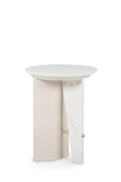 Contemporary Foice Marble Side Table, Calacatta, Handmade Portugal by Greenapple
