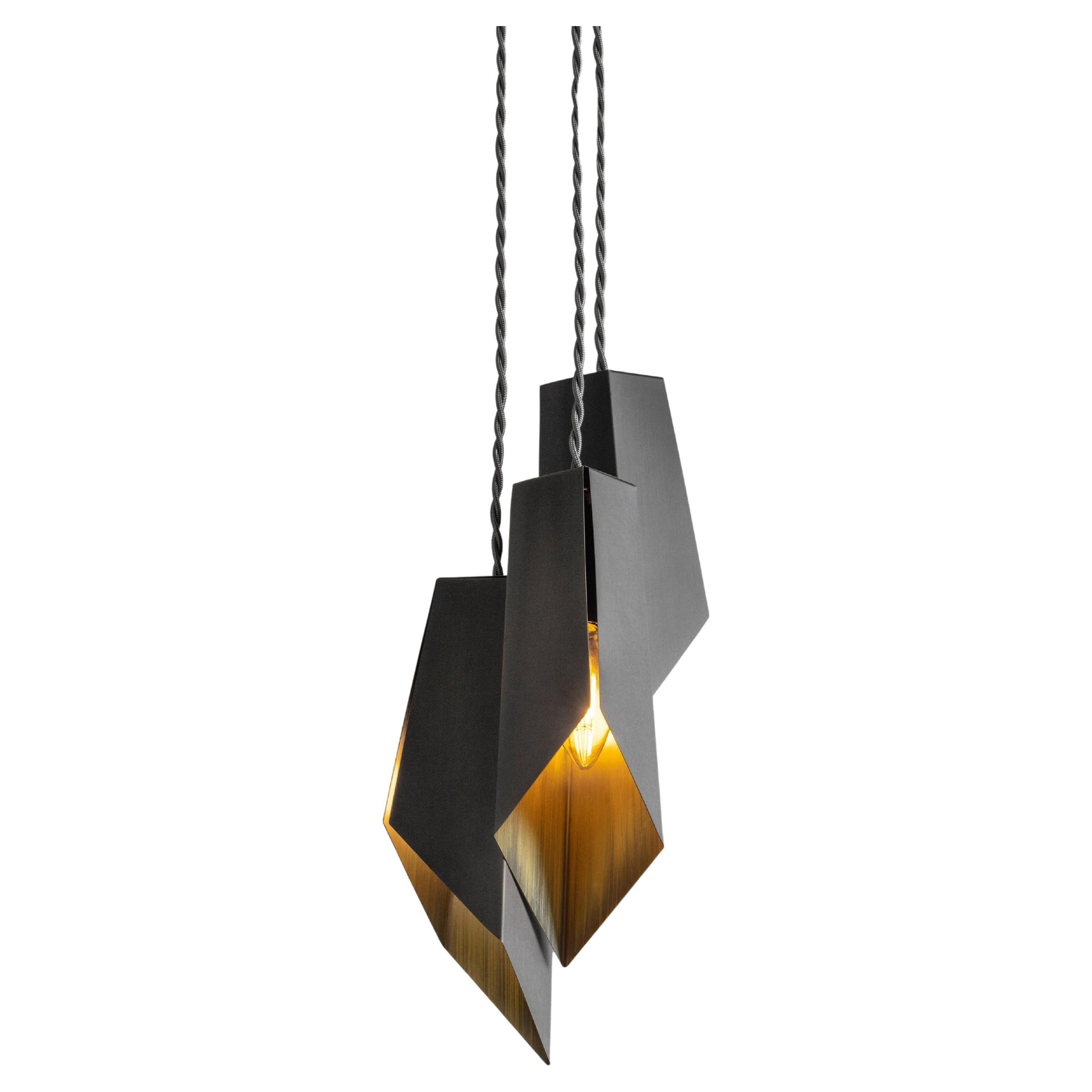 Contemporary Folded Brass Pendant in Bronze by Tigermoth Lighting For Sale