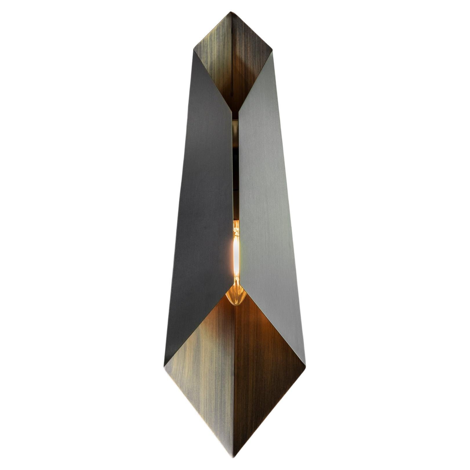 Contemporary Folded Brass Wall Light in Bronze by Tigermoth Lighting For Sale