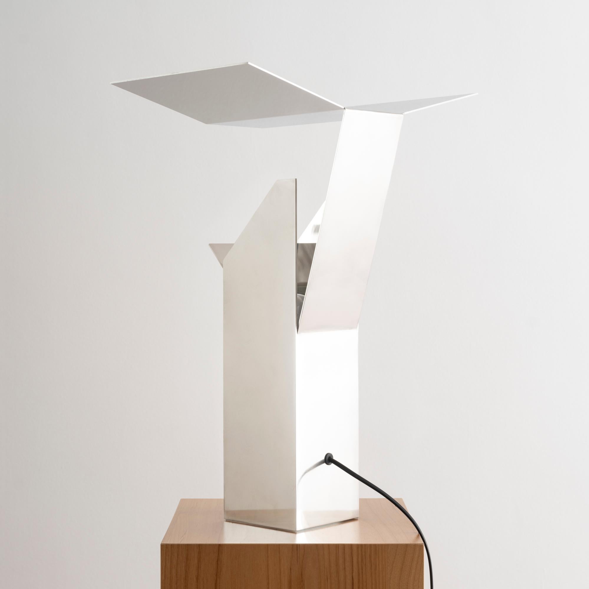 English Contemporary Folded Steel Table Lamp by EJR Barnes 
