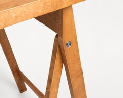 Contemporary Folding Flat Trestle Table by FRAMA, Warm Brown Birch