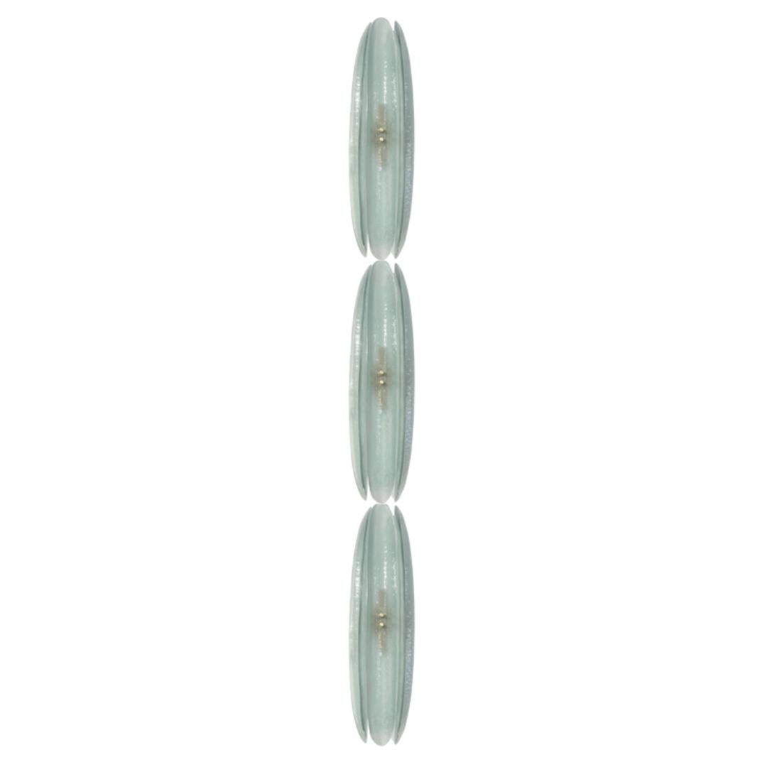 Contemporary Fontana Arte Style Aqua Green Blue Murano Glass Flame Wall Light For Sale 8