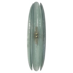 Contemporary Fontana Arte Style Aqua Green Blue Murano Glass Flame Wall Light