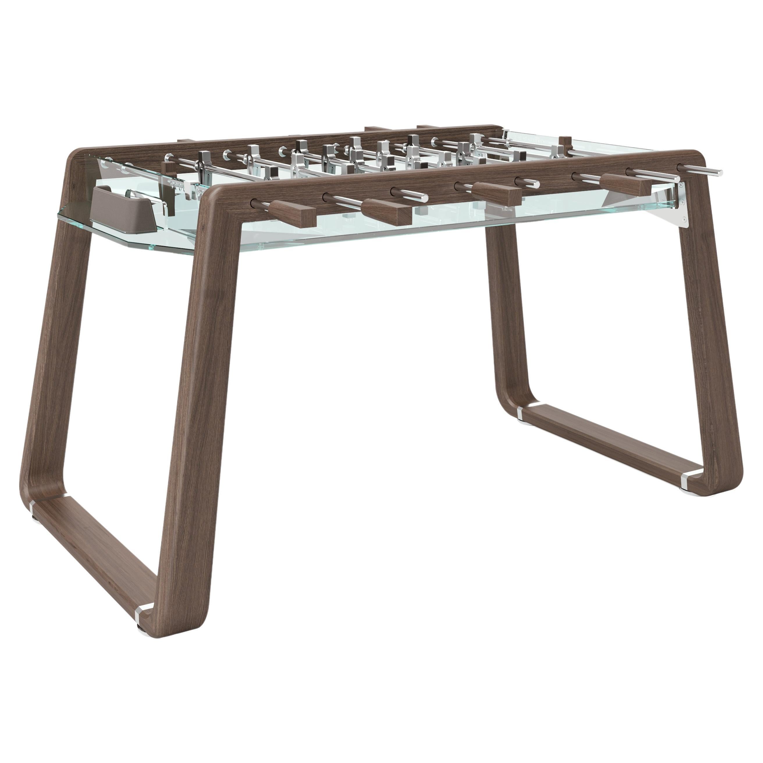 Contemporary Foosball Table Derby with Dark Oak Wood and Clear Glass by Impatia