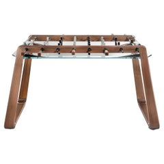Contemporary Foosball Table Derby with Walnut Wood and Clear Glass by Impatia