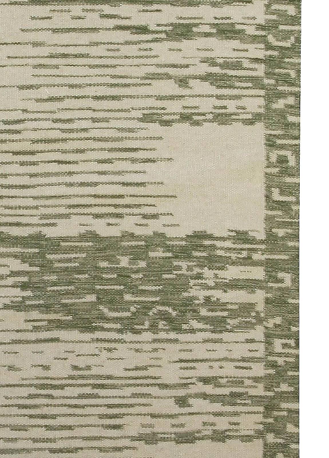 Contemporary Forel Green and Beige Handmade Wool Rug by Doris Leslie Blau For Sale 2