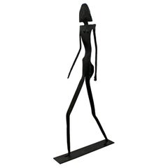 Contemporary Forged Black Metal Female Nude Figure Floor Sculpture Robert Hansen