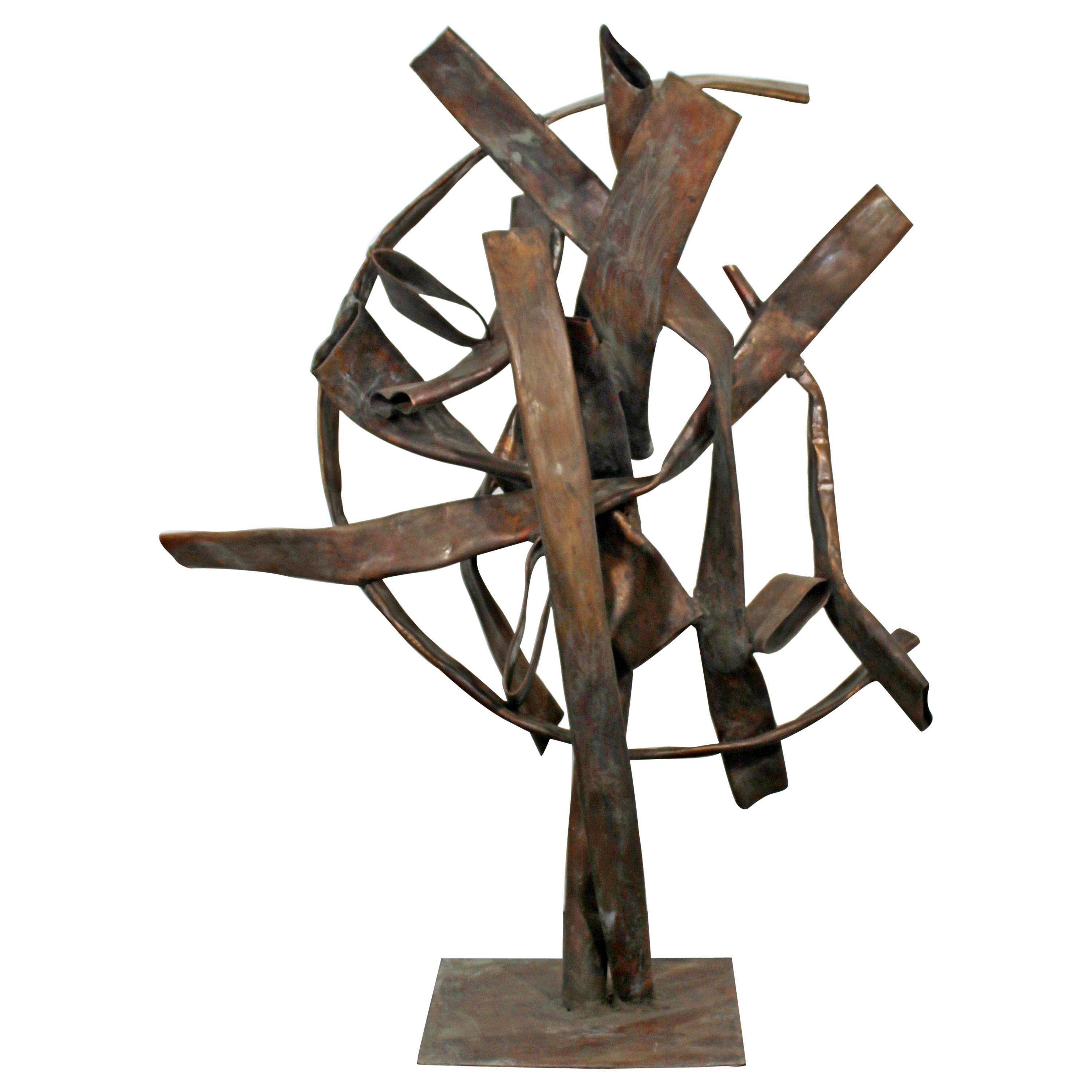Contemporary Forged Copper Abstract Table Sculpture Signed Robert Hansen, 2016