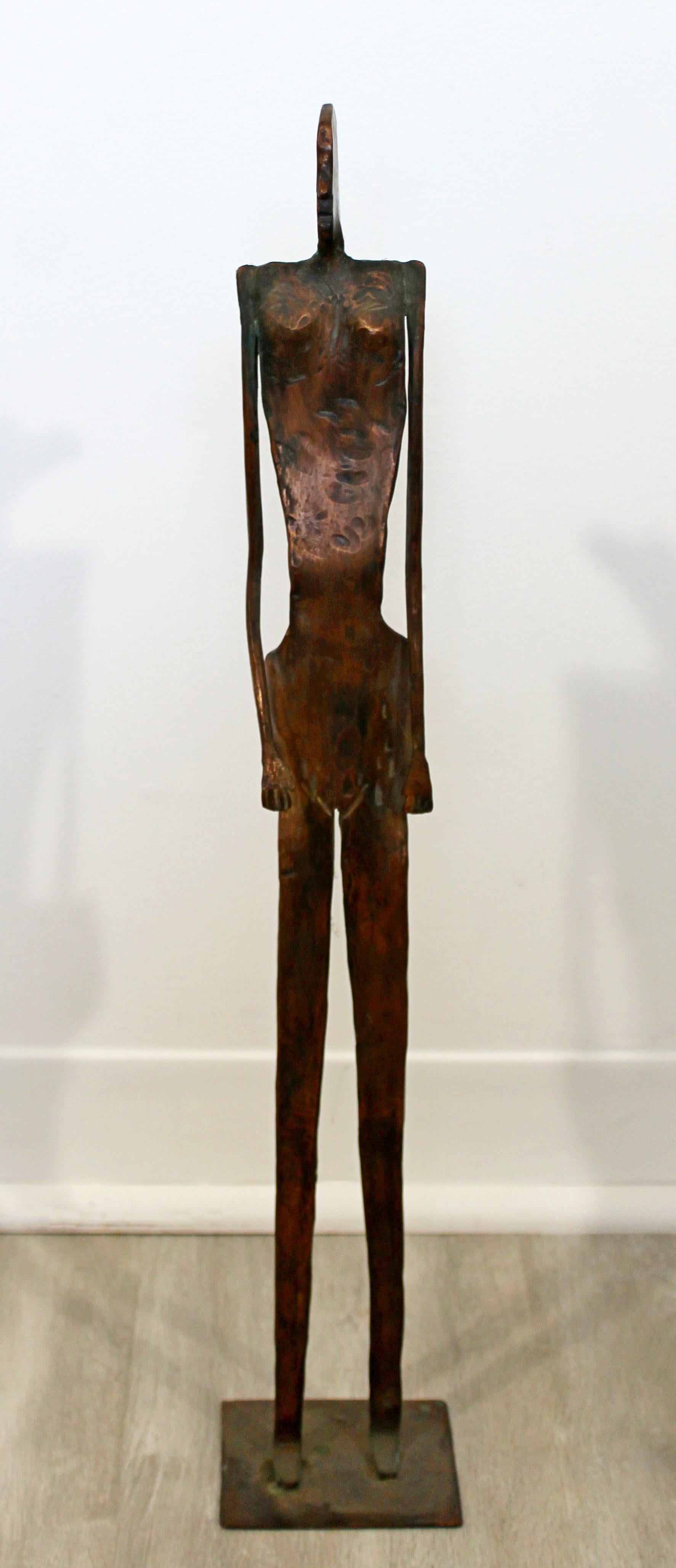 Contemporary Forged Copper Female Nude Figure Table Sculpture Signed Hansen 2001 For Sale 5