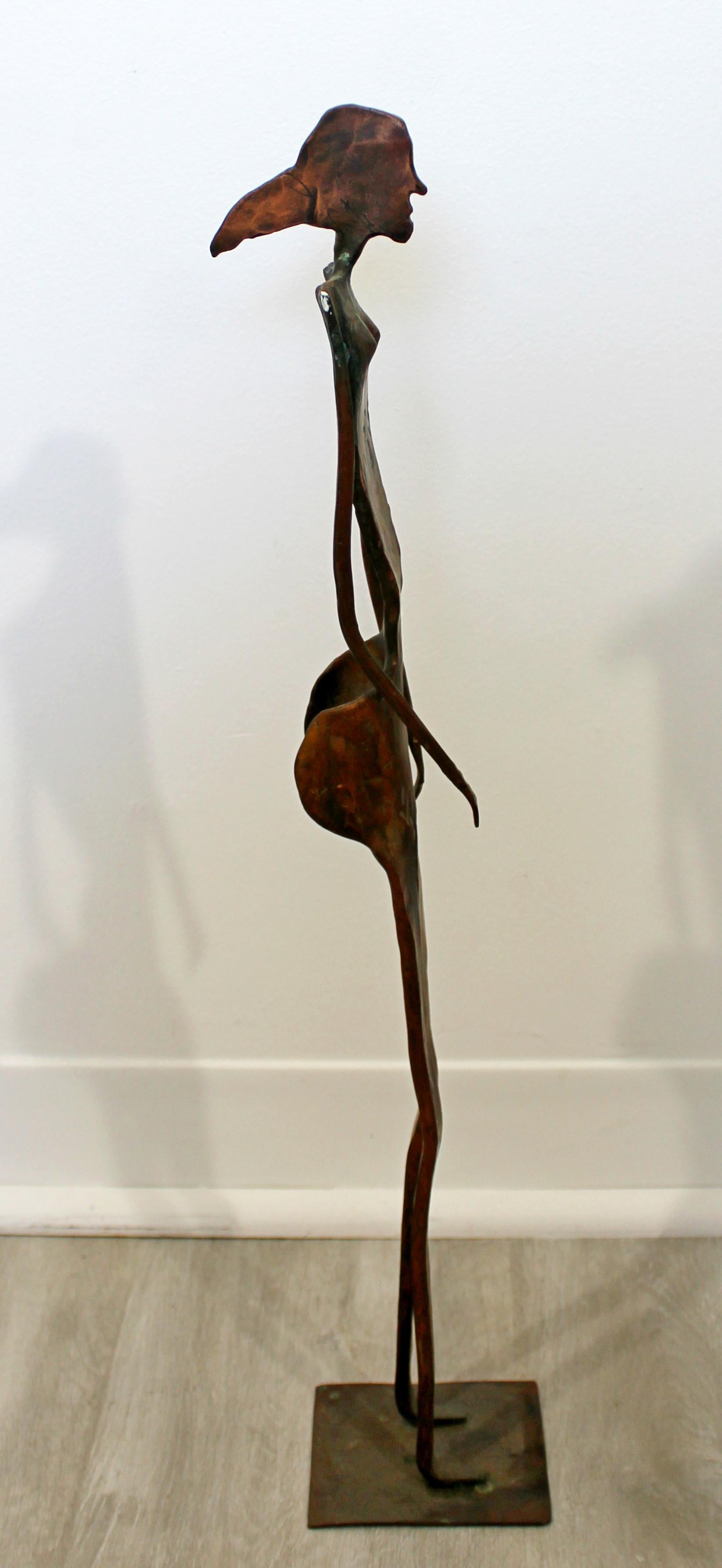 American Contemporary Forged Copper Female Nude Figure Table Sculpture Signed Hansen 2001 For Sale