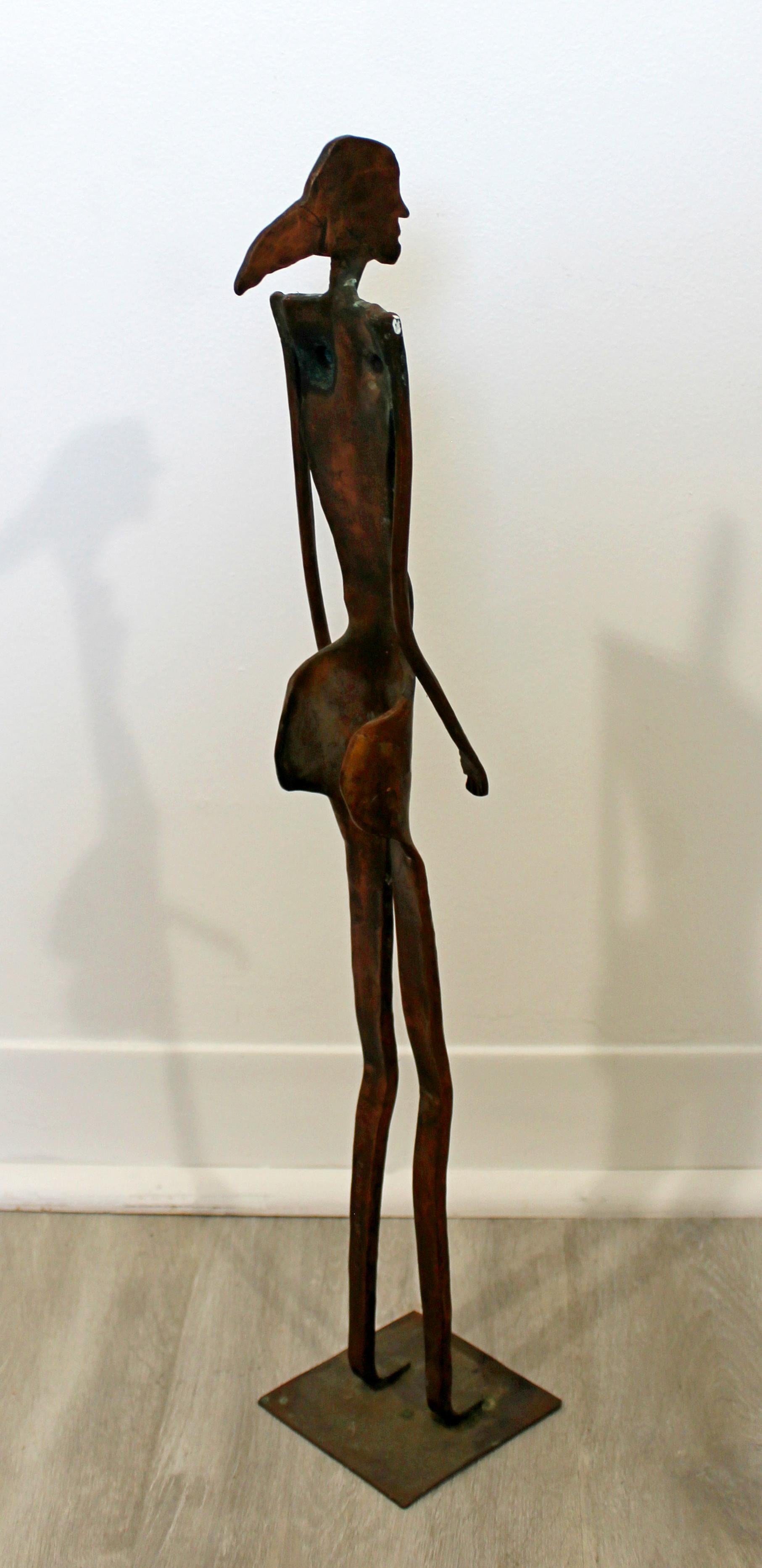 Contemporary Forged Copper Female Nude Figure Table Sculpture Signed Hansen 2001 In Good Condition In Keego Harbor, MI