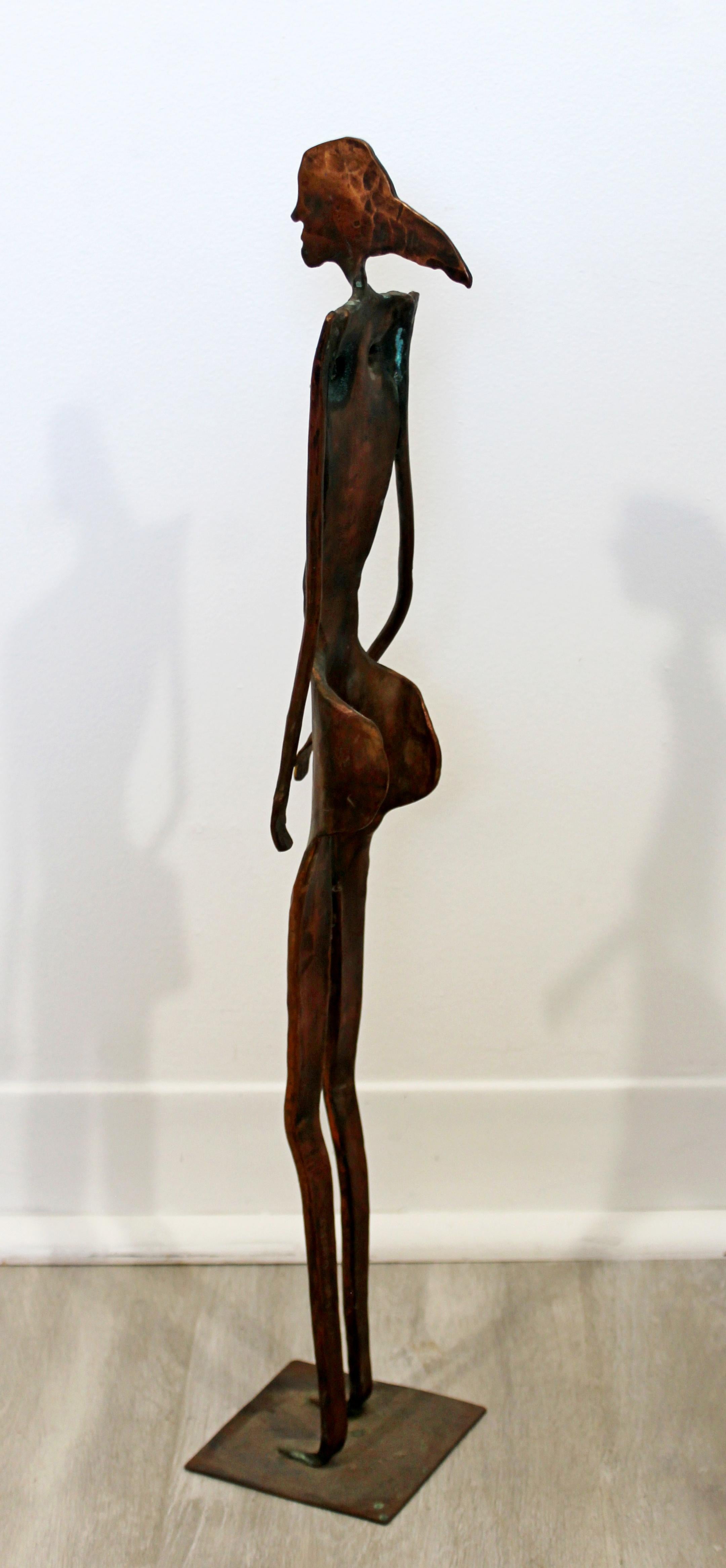 Contemporary Forged Copper Female Nude Figure Table Sculpture Signed Hansen 2001 2