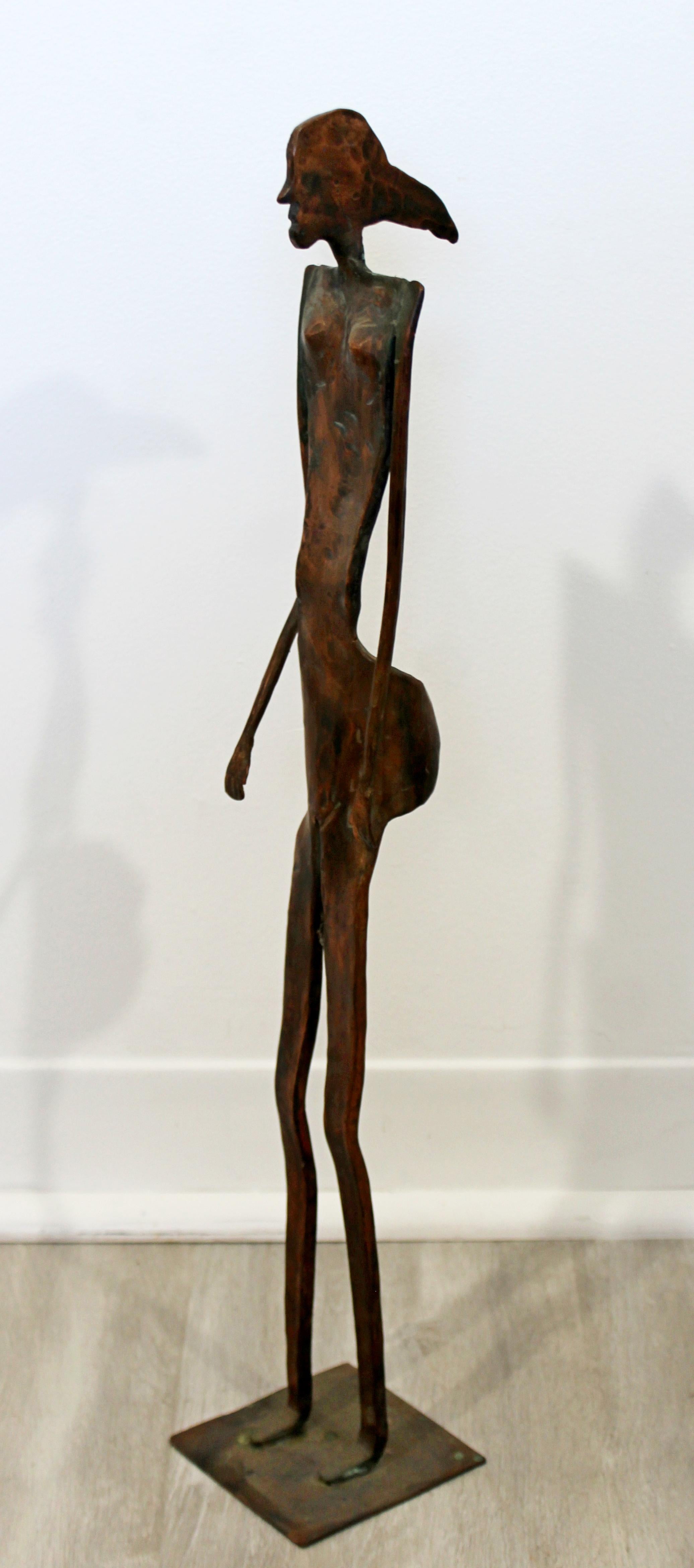 Contemporary Forged Copper Female Nude Figure Table Sculpture Signed Hansen 2001 For Sale 4