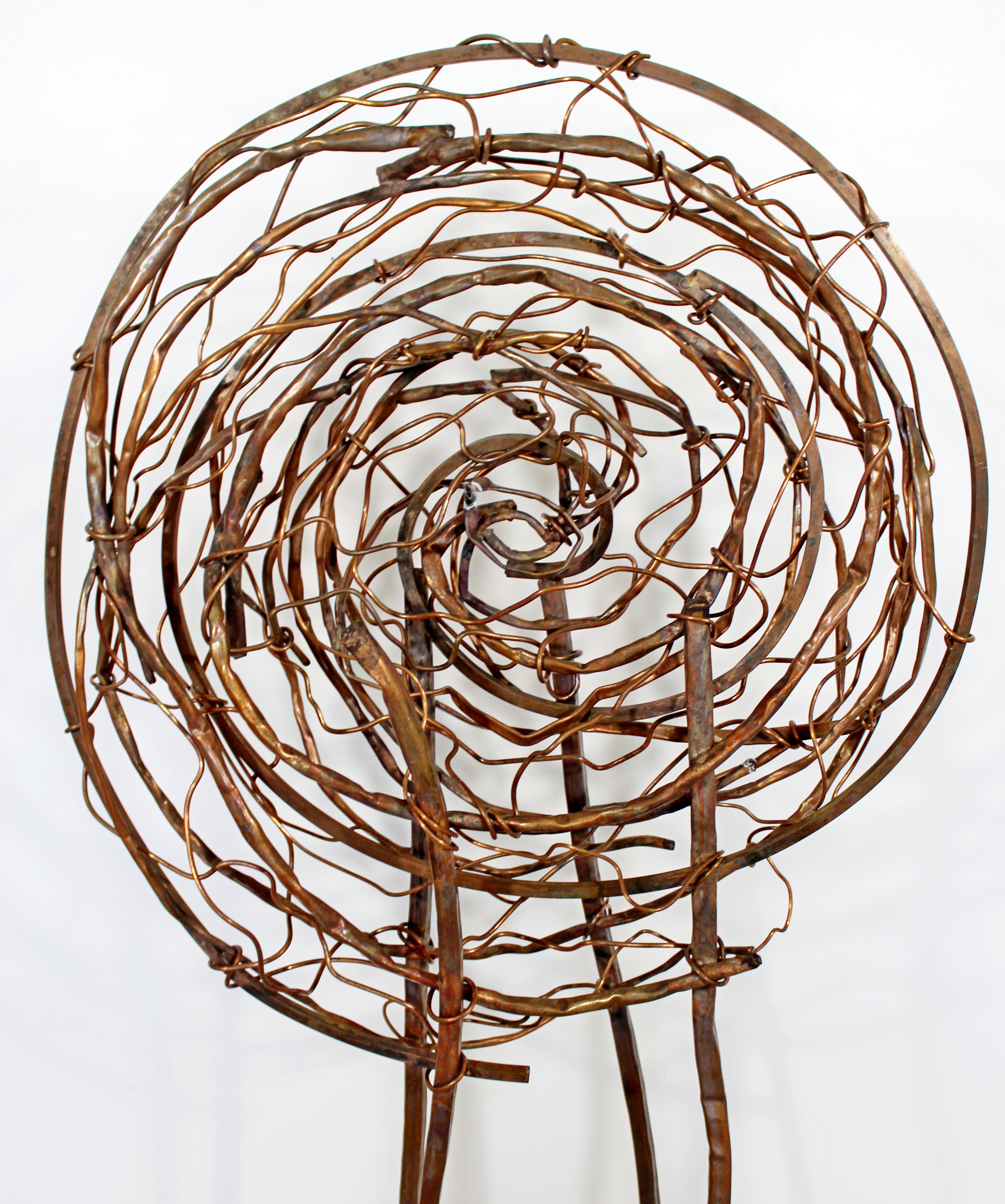 For your consideration is an incredible, forged copper metal, abstract floor sculpture, signed by Robert D. Hansen, dated 2019. In excellent condition. The dimensions are 26