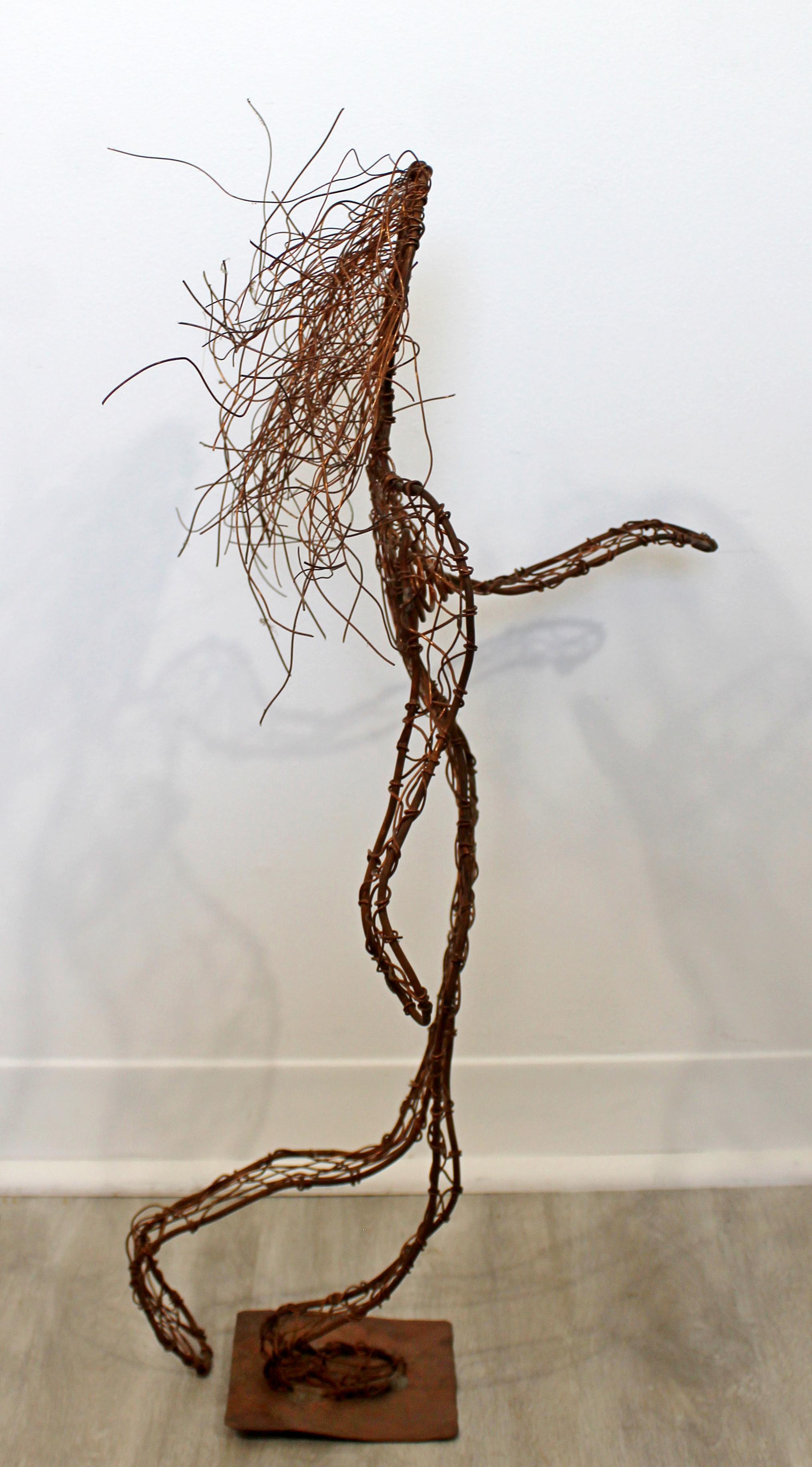 American Contemporary Forged Copper Wire Nude Woman Female Figure Table Sculpture, 2000s