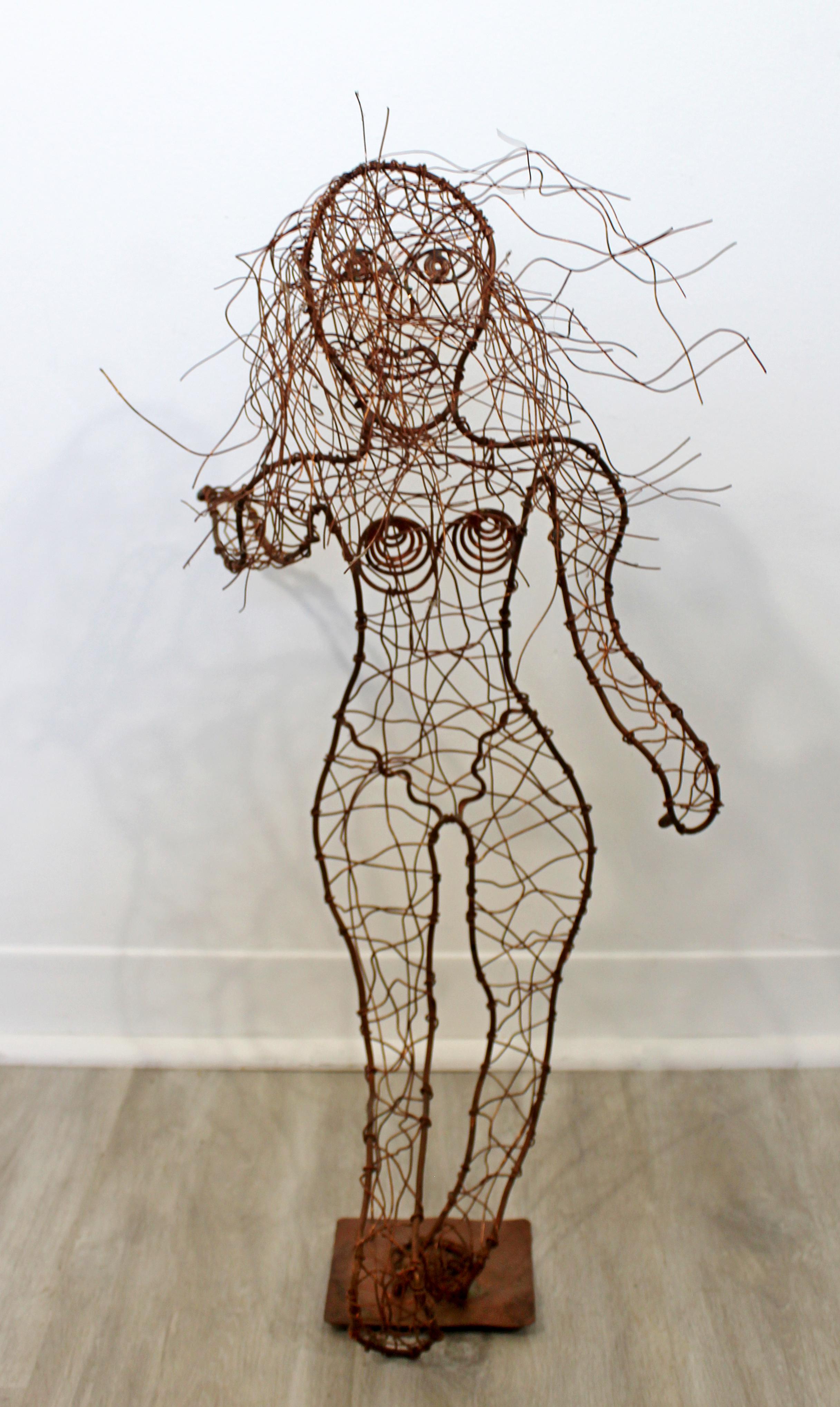 Contemporary Forged Copper Wire Nude Woman Female Figure Table Sculpture, 2000s In Good Condition In Keego Harbor, MI