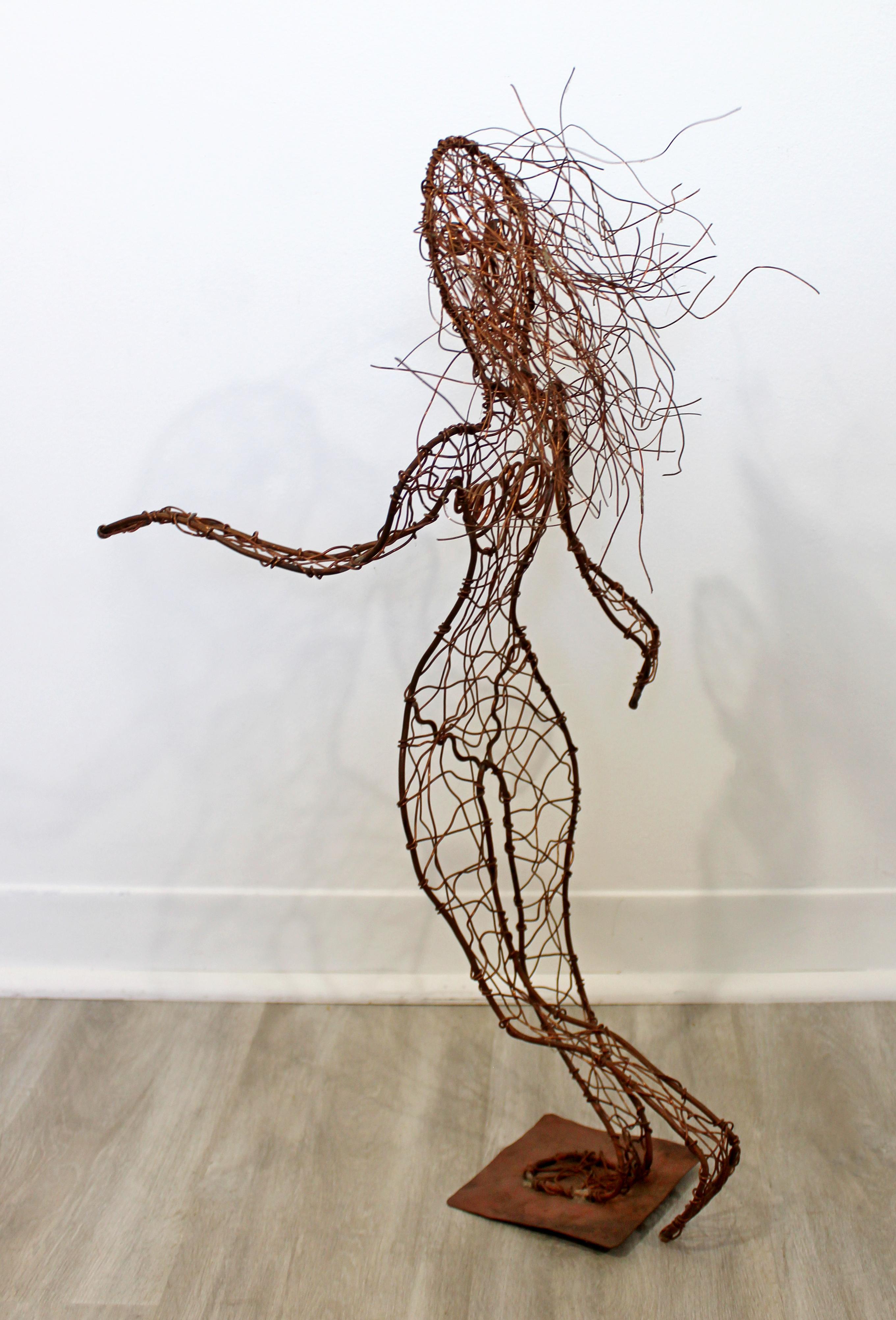 Metal Contemporary Forged Copper Wire Nude Woman Female Figure Table Sculpture, 2000s