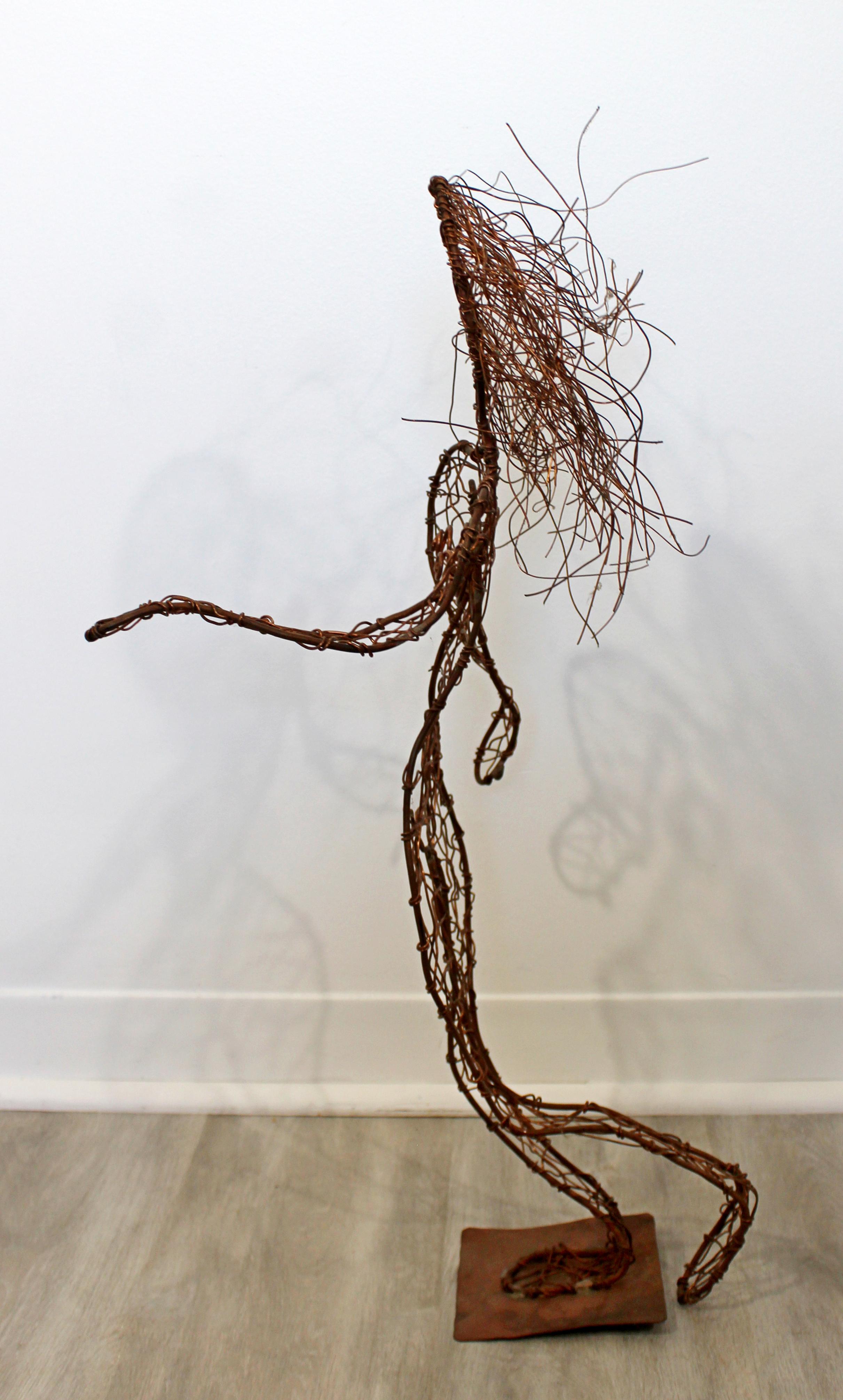 Contemporary Forged Copper Wire Nude Woman Female Figure Table Sculpture, 2000s 1