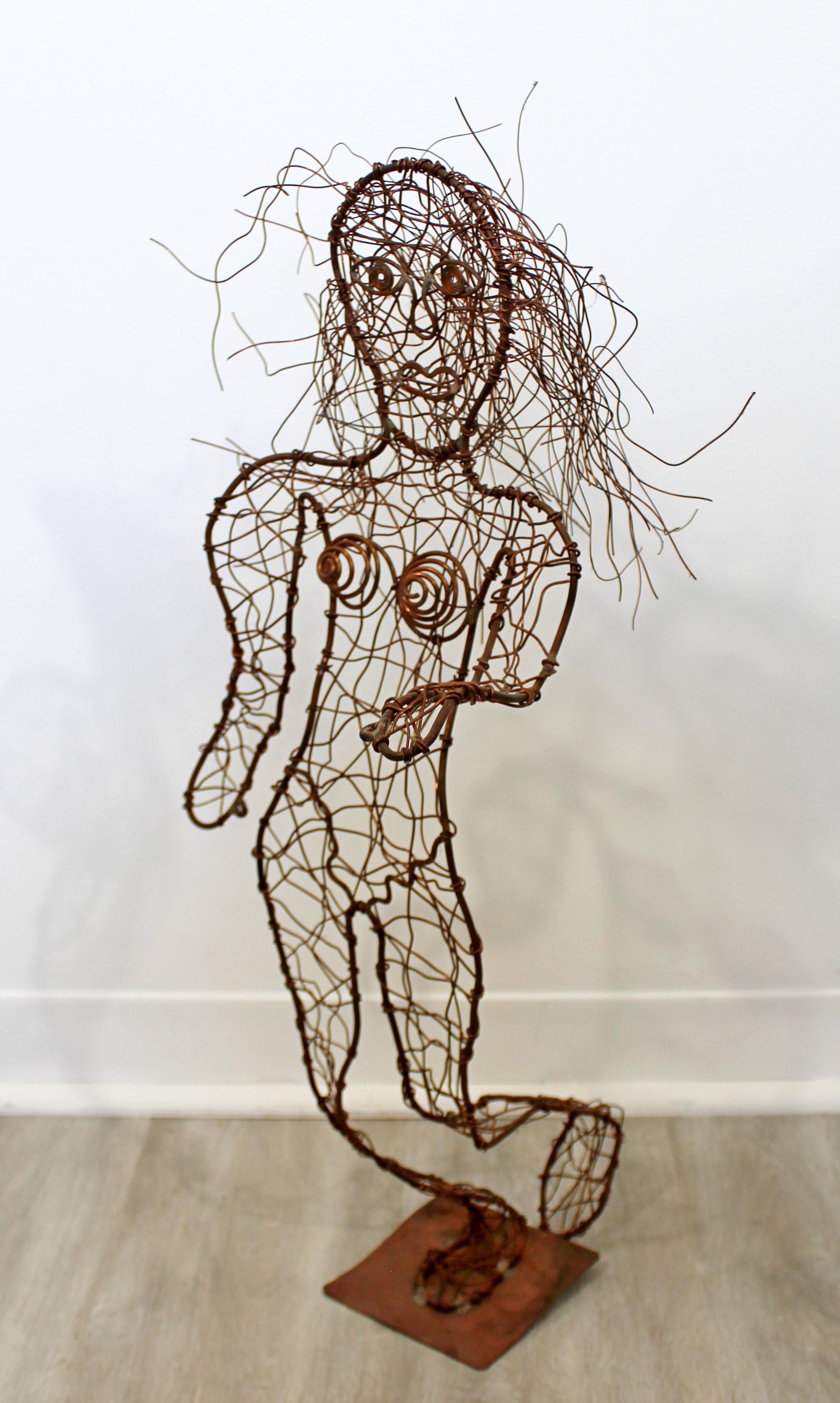 Contemporary Forged Copper Wire Nude Woman Female Figure Table Sculpture, 2000s 2