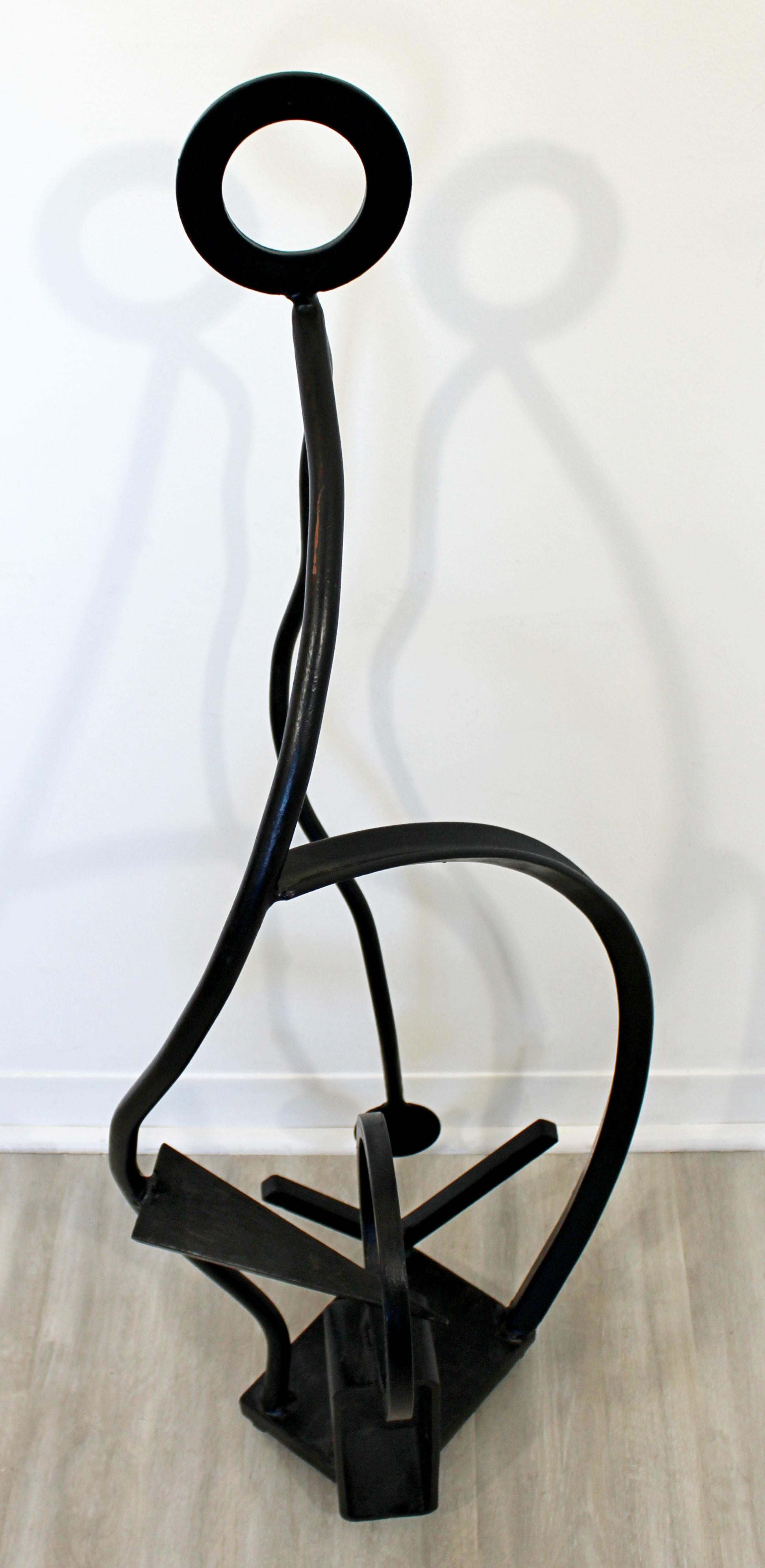 Contemporary Forged Iron Abstract Art Floor Sculpture Black by Robert Hansen In Good Condition For Sale In Keego Harbor, MI